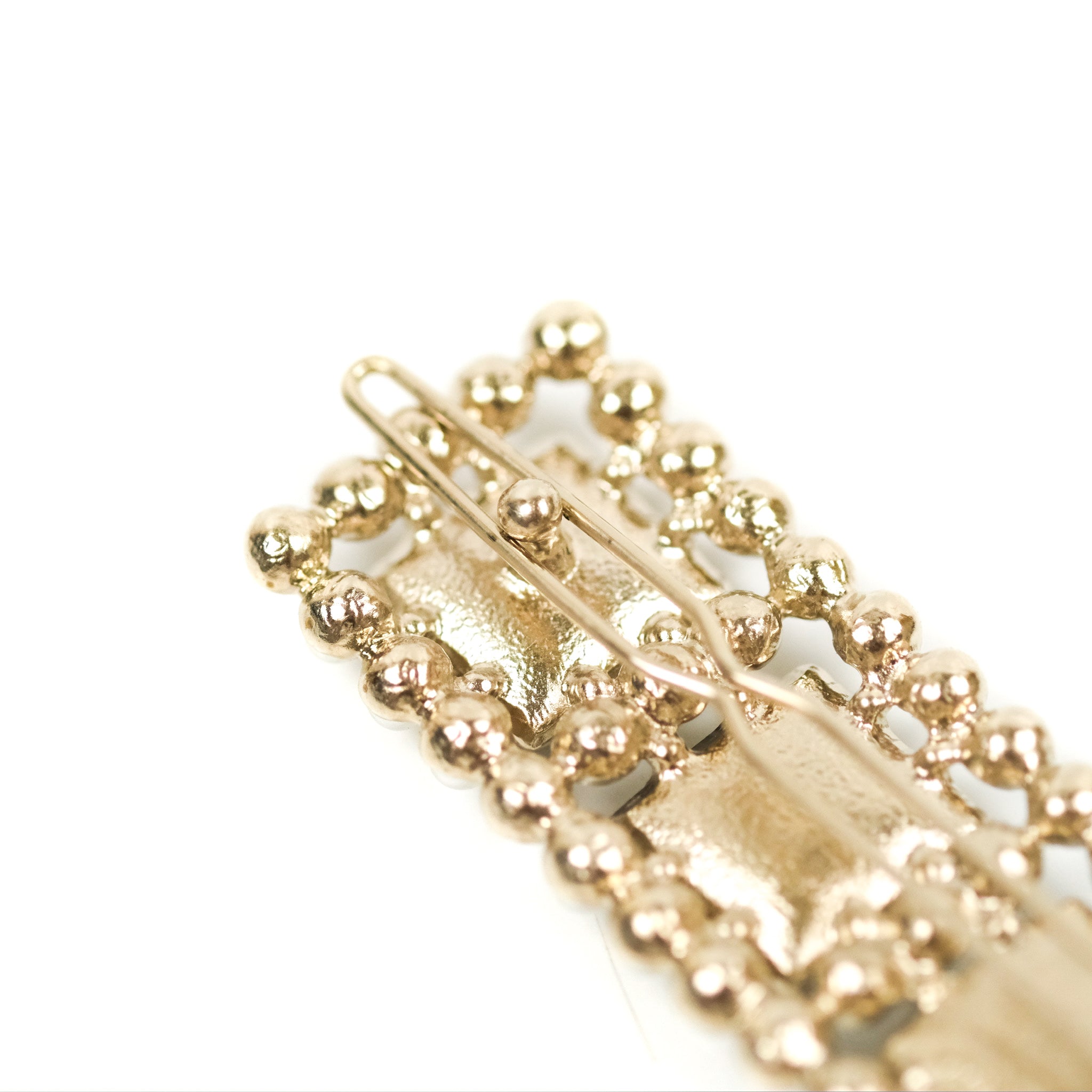 Chanel CC Pearl Grey Square Resin Hair Clip with Gold Tone 21V - Elegant Hair Accessory for Women, Perfect for Weddings, Parties & Everyday Style