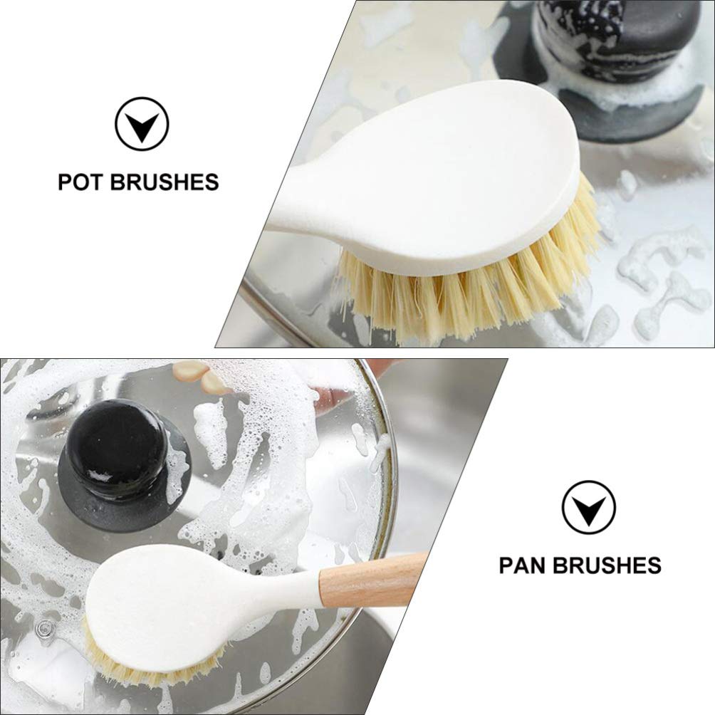 Hemoton 1-Piece Long Handle Pot Scrubber Brush - Durable Kitchen Cleaning Brush for Pots, Pans & Dishes - Perfect for Home Kitchen, Camping & Outdoor Cooking (Stainless Steel Scrubber with Ergonomic Handle)