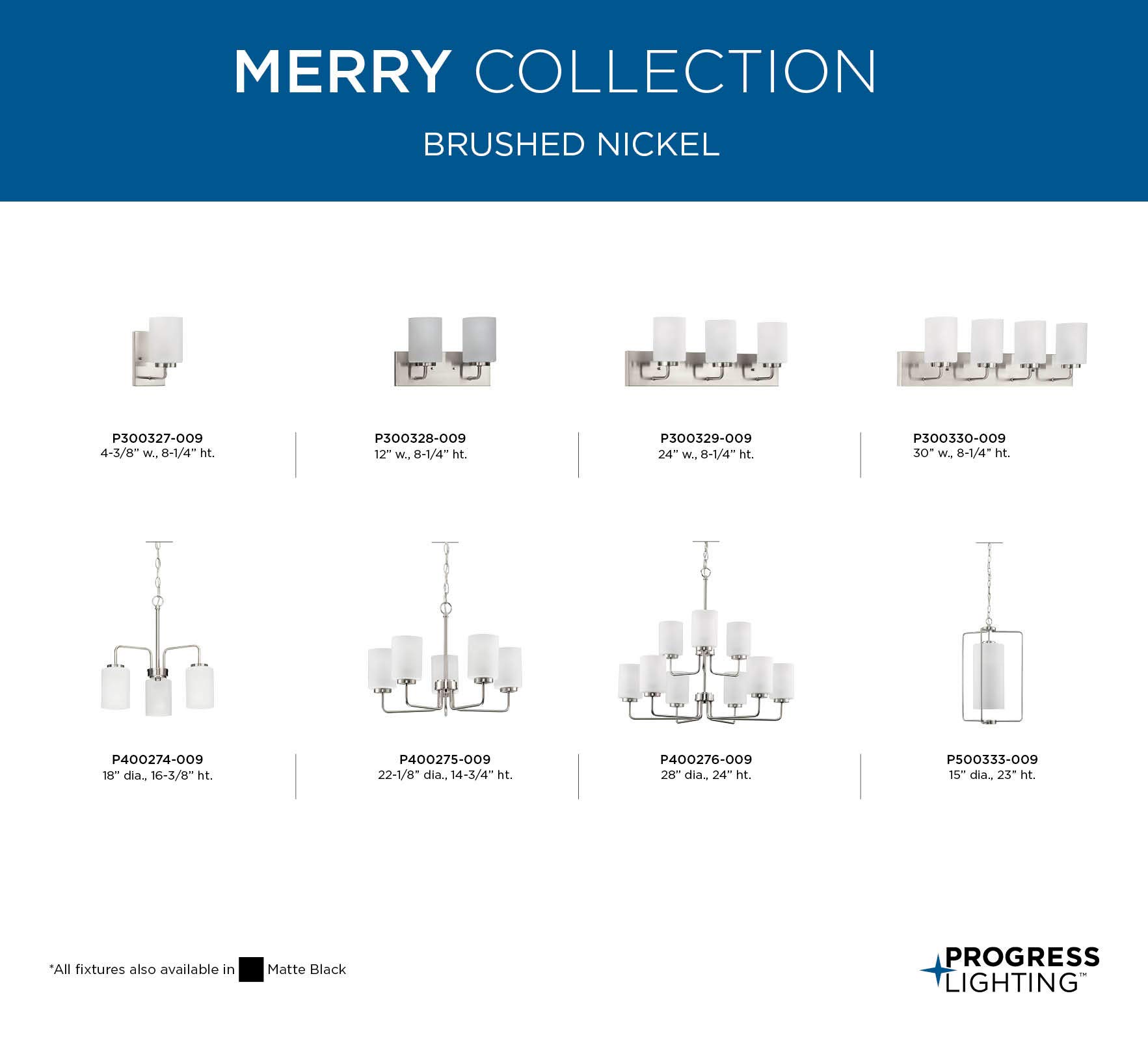 Progress Lighting Merry Collection 4-Light Brushed Nickel Bathroom Vanity Light with Etched Glass Shades - Perfect for Modern and Transitional Bathroom Decor