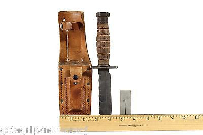 Original 1973 Ontario Pilot's Survival Knife - Vietnam Era Military Knife with Leather Sheath - Perfect for Outdoor Adventures, Camping & Collectors