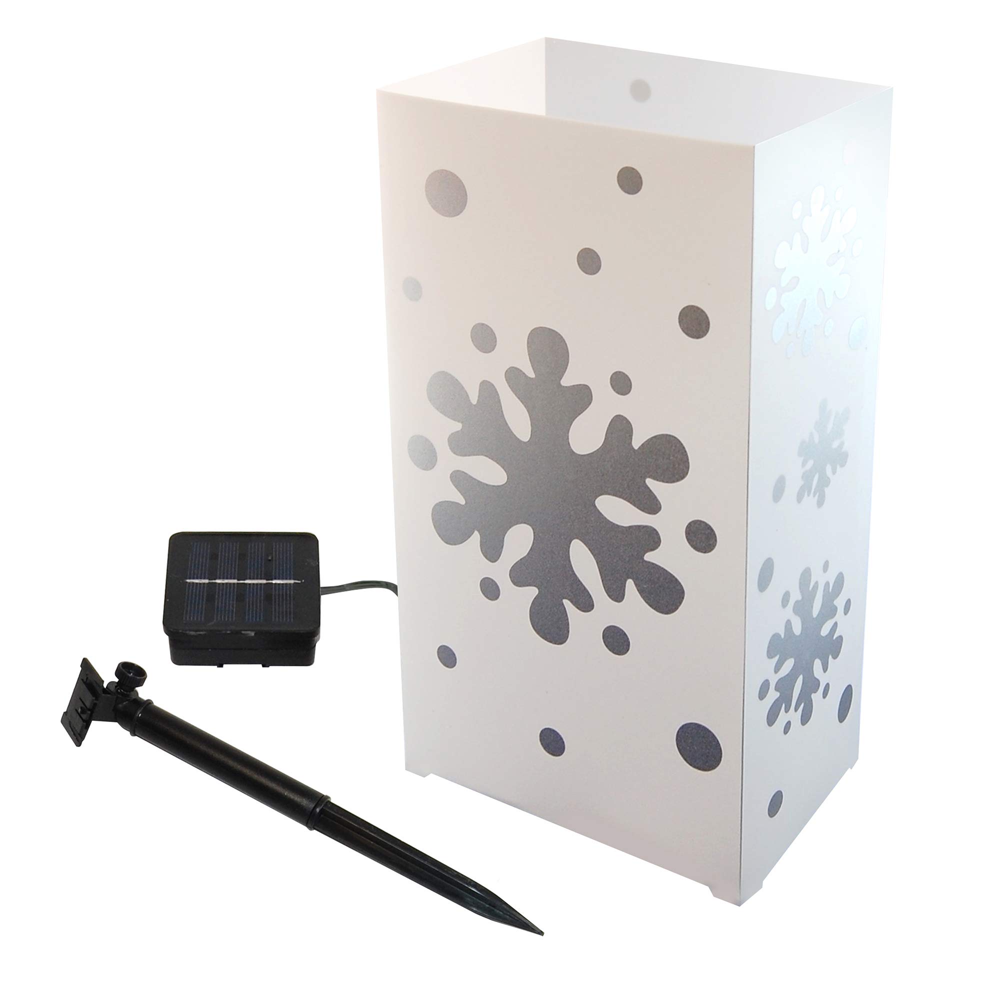 LumaBase Solar Powered Outdoor Luminaria Kit - Set of 6 Snowflake Design LED Lights for Garden, Pathway, and Holiday Decoration