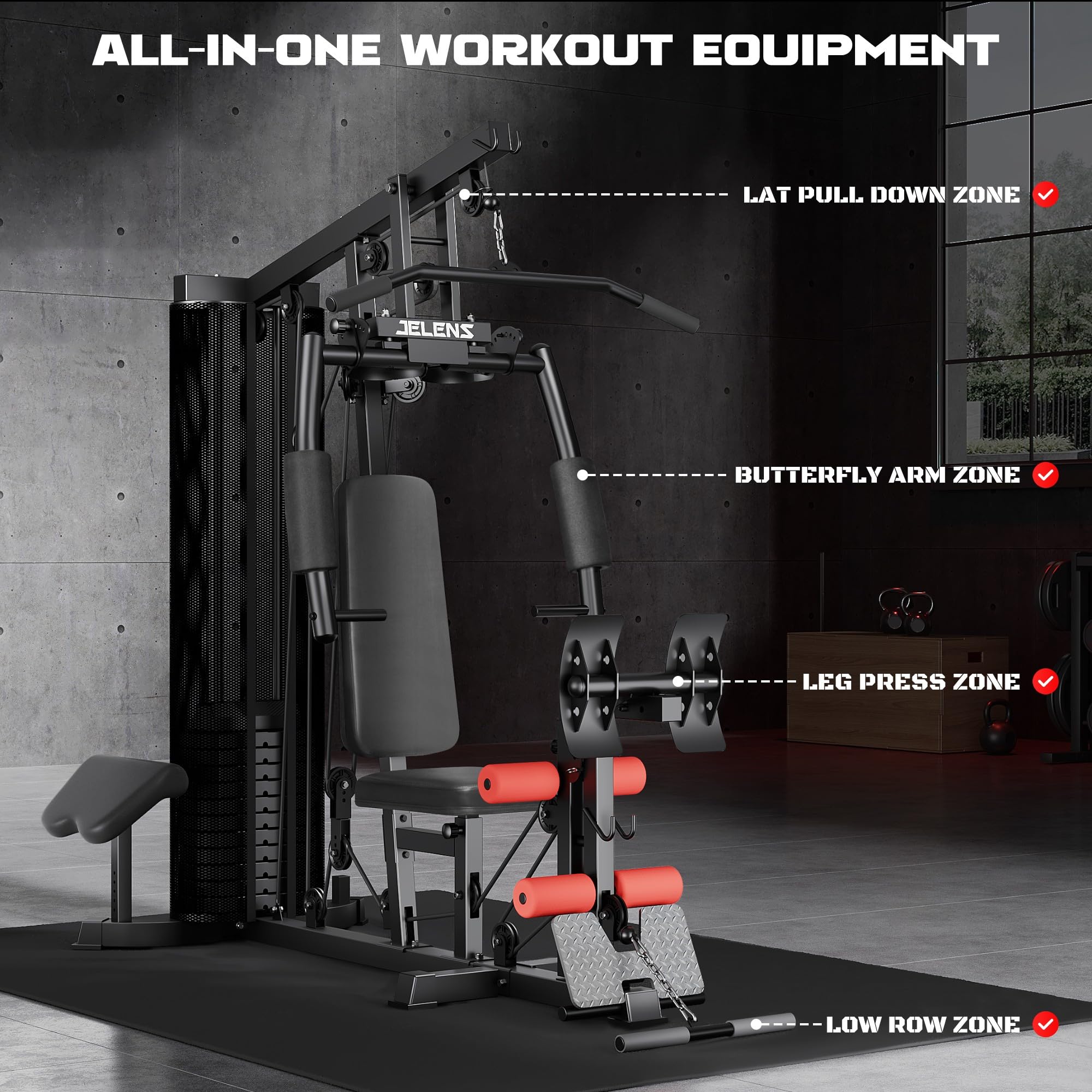 Multifunctional H10 Home Gym Equipment - 146LBS Weight Stack Workout Station with Pulley System for Full Body Training | Perfect for Home Fitness, Strength Training & Muscle Building