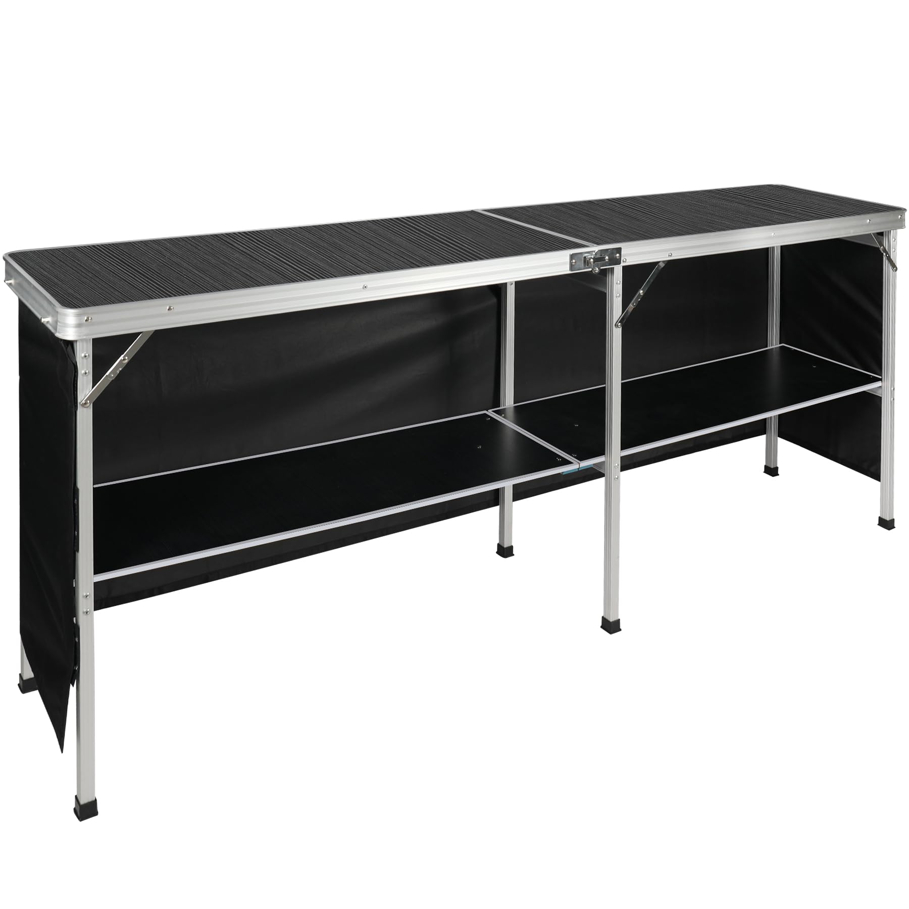 REDCAMP 78-Inch Portable Folding Bar Table - Lightweight Mobile Bartender Table with Easy Setup for Parties, Events, Camping, Trade Shows & Exhibitions (Black, 78