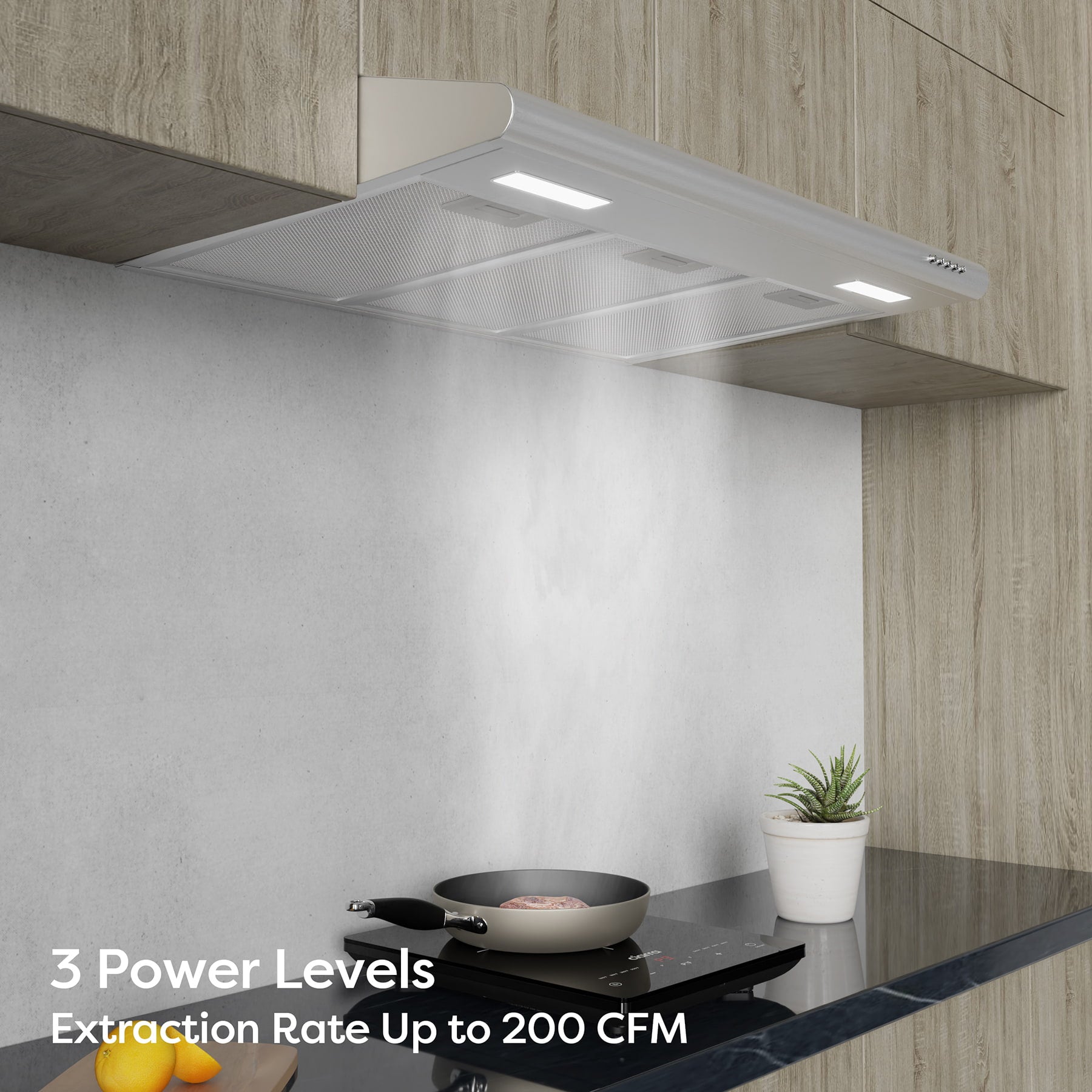 CIARRA 30 Inch Under Cabinet Range Hood Ventless - Stainless Steel Kitchen Exhaust Fan with LED Lights for Smoke & Odor Removal - Perfect for Small to Medium Kitchens (Model CAS75918B OW)