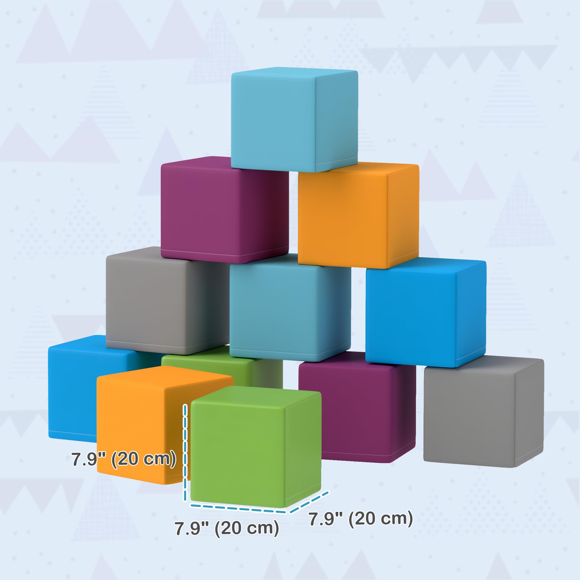 Soozier 12-Piece Soft Foam Blocks Set - Safe Toddler Climbing Toys & Preschool Learning Equipment for Kids | Indoor Playroom, Daycare & Home Activity Gyms
