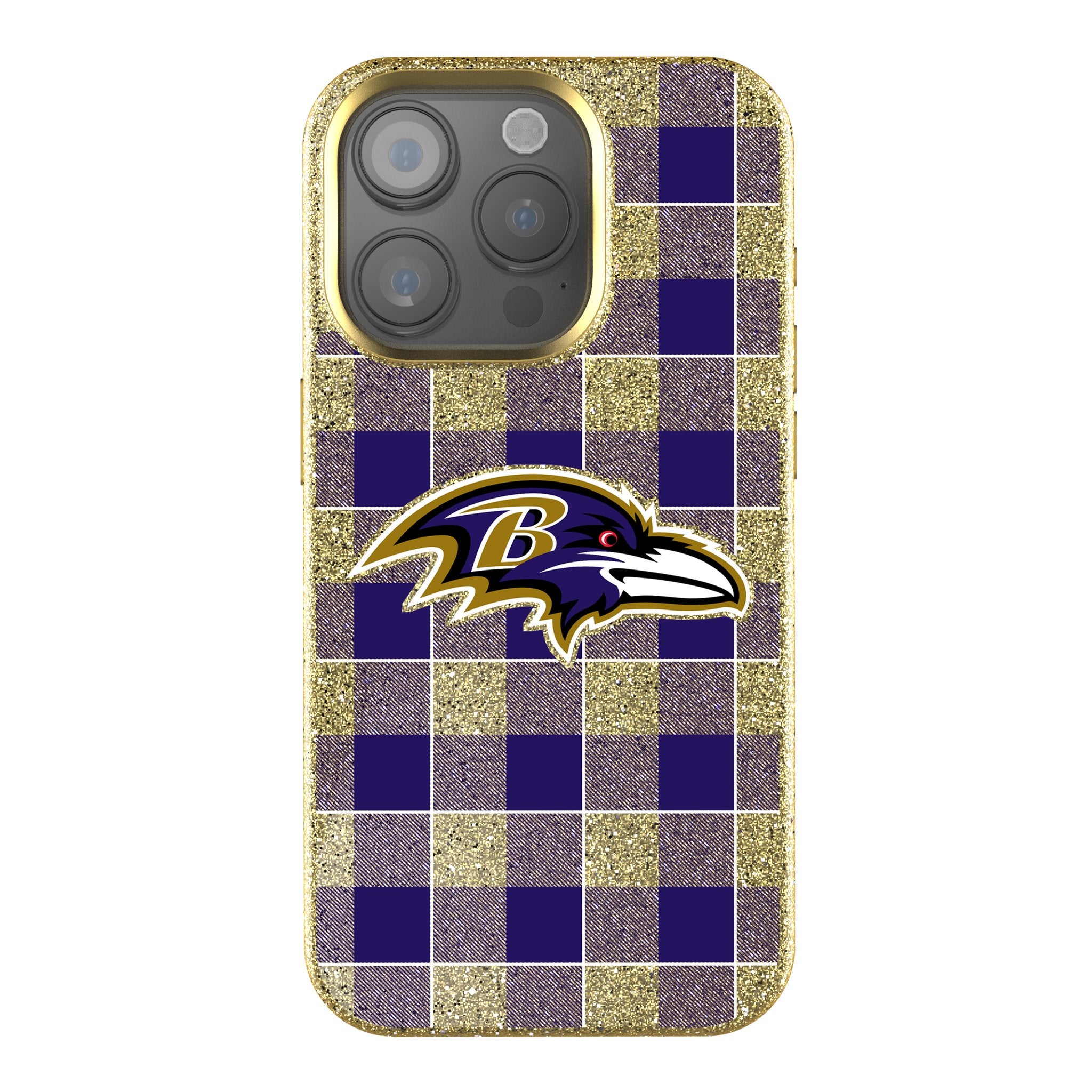 Baltimore Ravens Plaid Rhinestone Phone Case for iPhone & Samsung - Stylish Protective Cover for Football Fans & Game Day