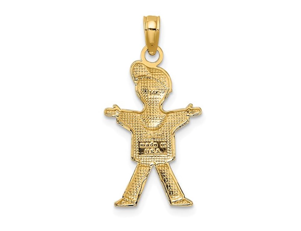 14K Yellow Gold Polished Boy Charm Pendant Necklace with 18