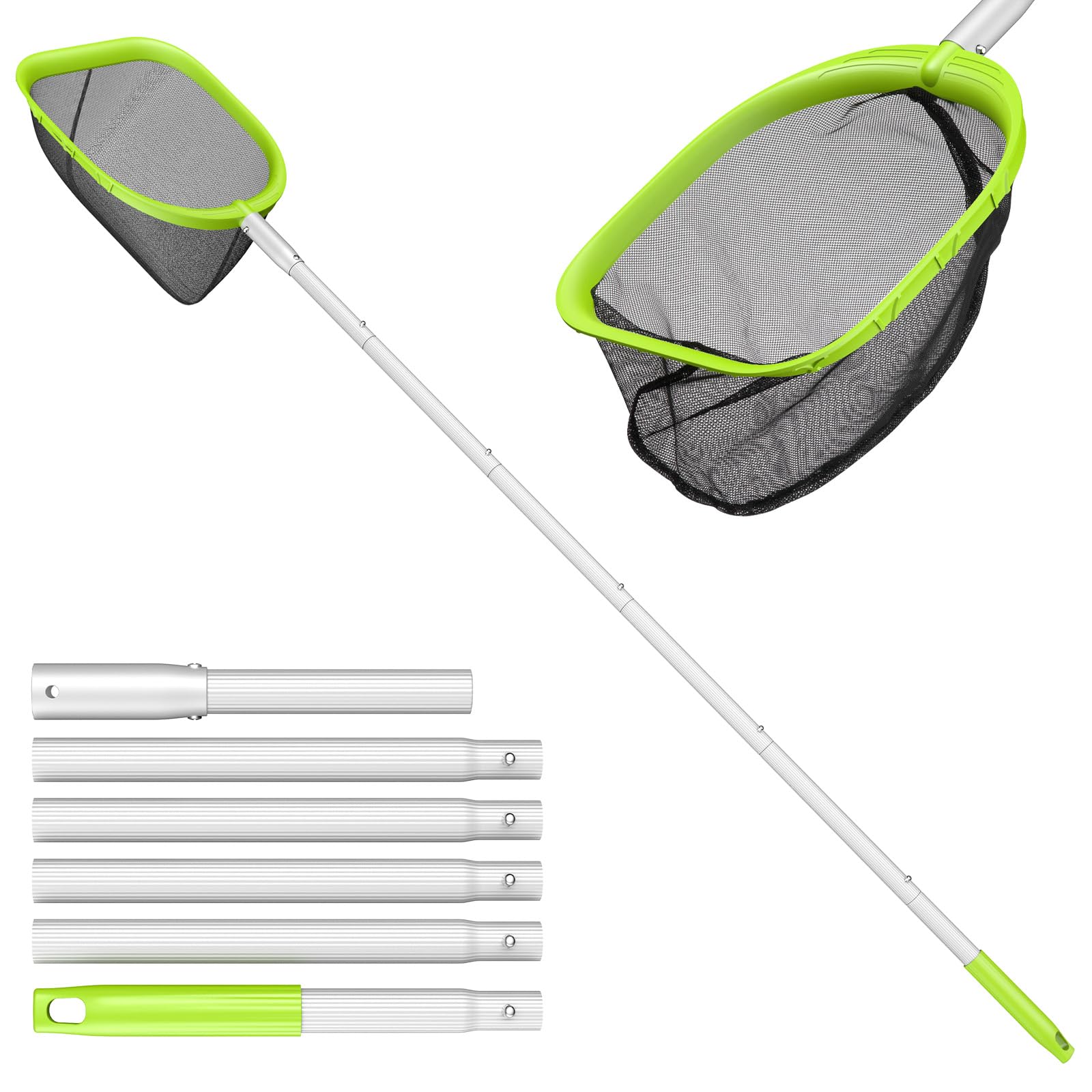 Upgraded 6-Foot Pool Skimmer Net with Telescopic Aluminum Pole - Fast Cleaning for Swimming Pools, Hot Tubs, Spas & Ponds - Durable Pool Cleaner Accessories (Perfect for Backyard Maintenance & Quick Debris Removal)