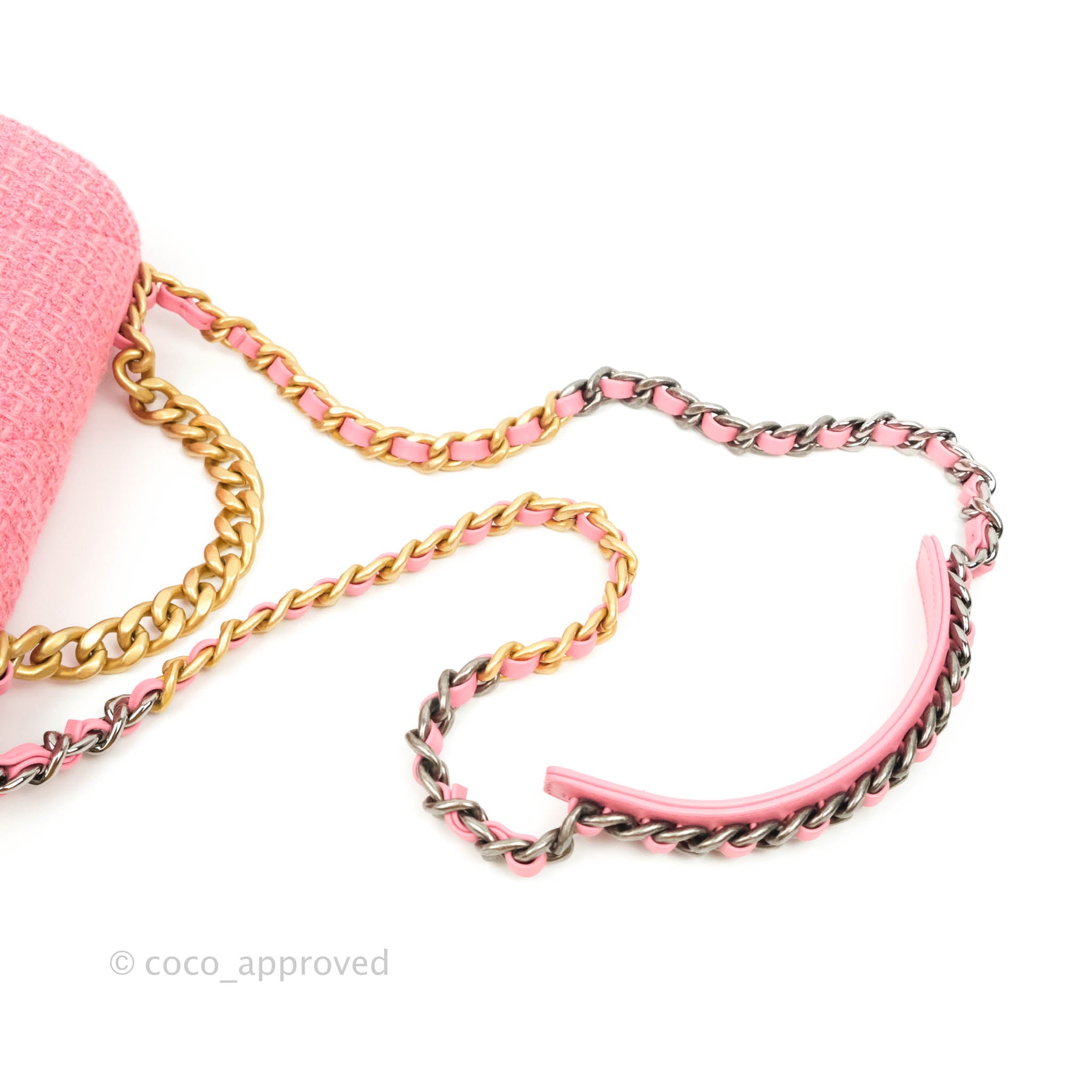 Chanel 19 Small Tweed Handbag in Pink with Mixed Hardware - Luxury Crossbody Bag for Women, Perfect for Date Night & Special Occasions