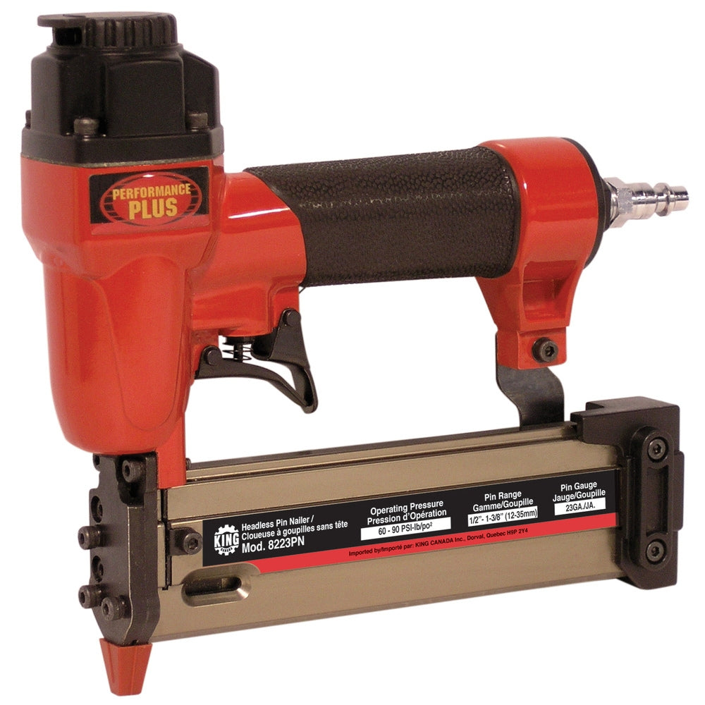 KING 8223PN 23 Gauge Headless Pin Nailer Kit - Professional Finish Nail Gun for Trim Work, Crown Molding & Woodworking Projects
