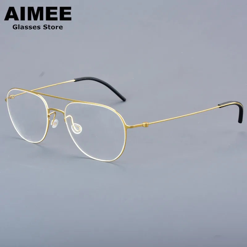 Stylish Unisex Full Rim Oval Double Bridge Titanium Eyeglasses Frame 25527 - Lightweight & Durable for Work, Reading & Everyday Wear