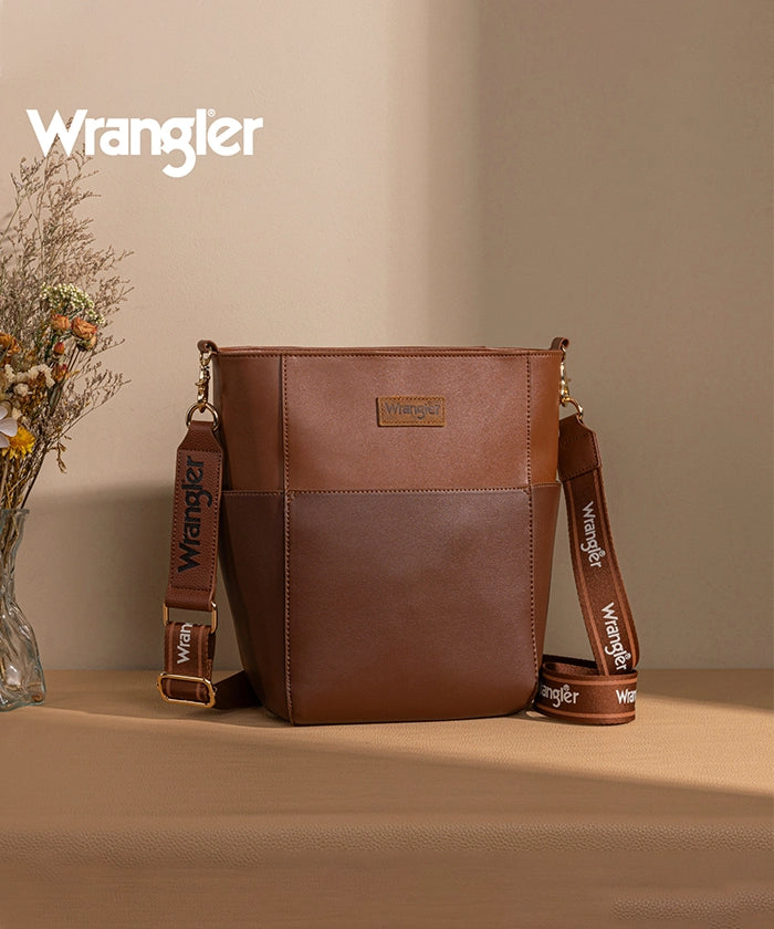 Wrangler Cow Print Crossbody Bucket Bag for Women - Stylish Western Handbag with Adjustable Strap - Perfect for Daily Use, Travel & Country Music Festivals