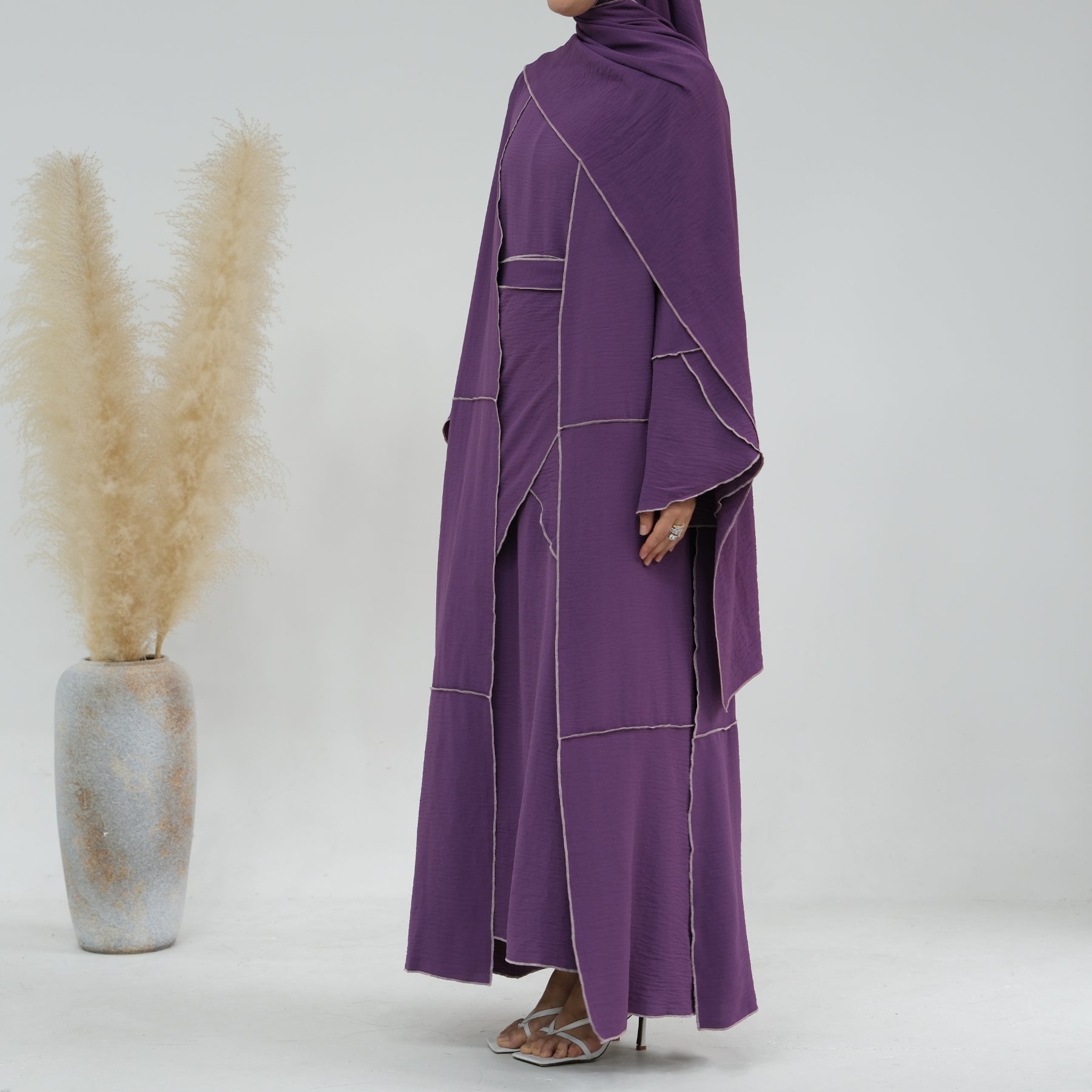 Nadia 4 Piece Abaya Set - Elegant Purple Islamic Prayer Dress for Women | Perfect for Eid, Ramadan & Mosque Wear