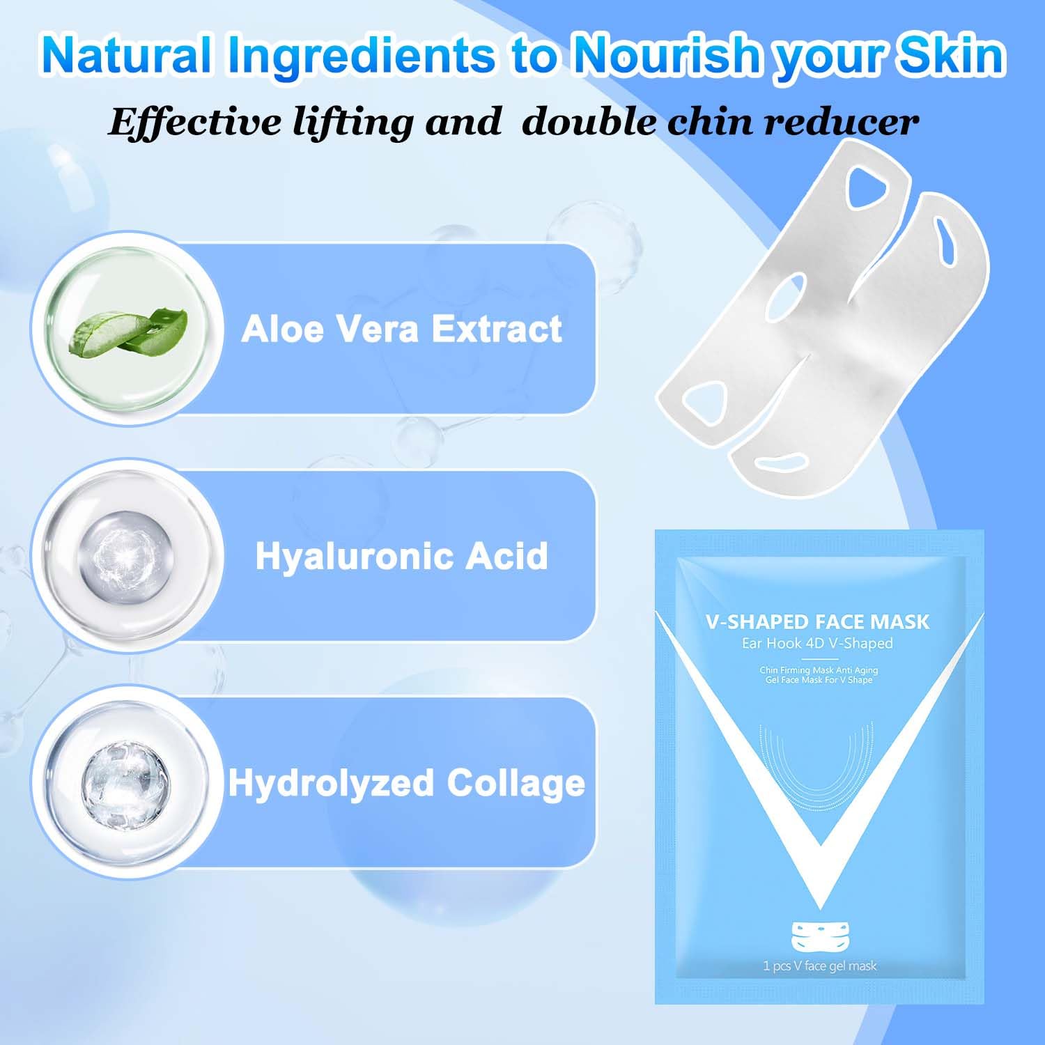 2024 Bloskin Double Chin Mask Reusable - V Line Lifting Face Mask for All Skin Types, Firming & Tightening (5 Pack) | At-Home Facial Treatment & Self-Care Routine