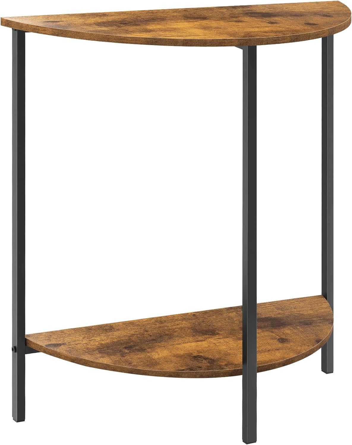 Homode Half Moon Entryway Table - Small Narrow Half Round Console Table for Hallway, Living Room & Front Entrance - Rustic Brown & Black Wooden Sofa Table - Perfect for Small Spaces, Apartments & Cozy Home Decor