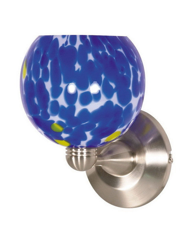 Nuvo Lighting 60 710 Brushed Nickel Wall Sconce with Caspian Blue Sphere Glass - Perfect for Bedroom, Hallway, and Entryway Lighting
