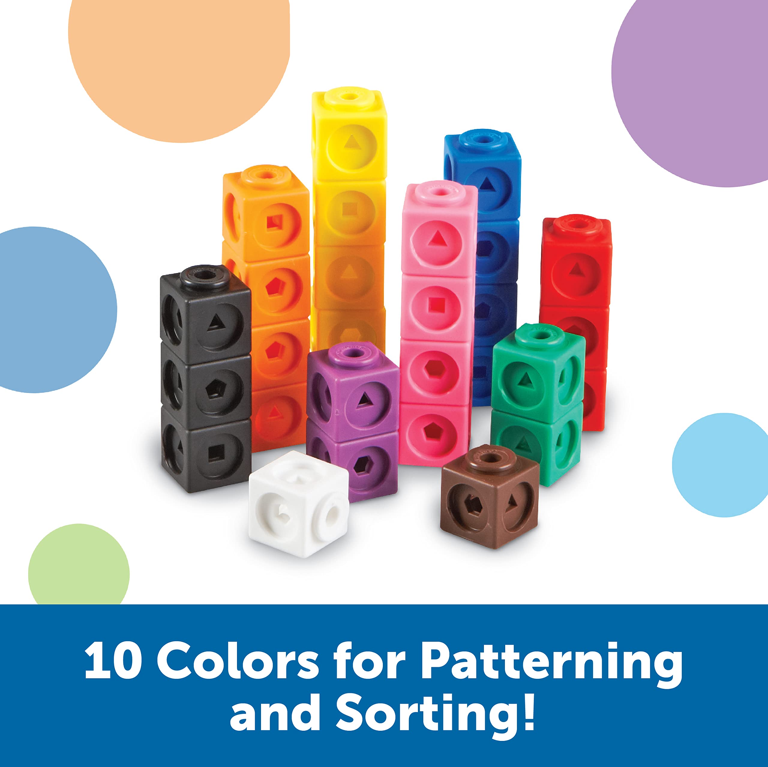 Learning Resources MathLink Cubes - 100-Piece STEM Math Manipulatives Set for Kids Ages 5+, Kindergarten Homeschool & Classroom Teacher Supplies - Counting, Sorting & Early Math Activities for Home & School Learning