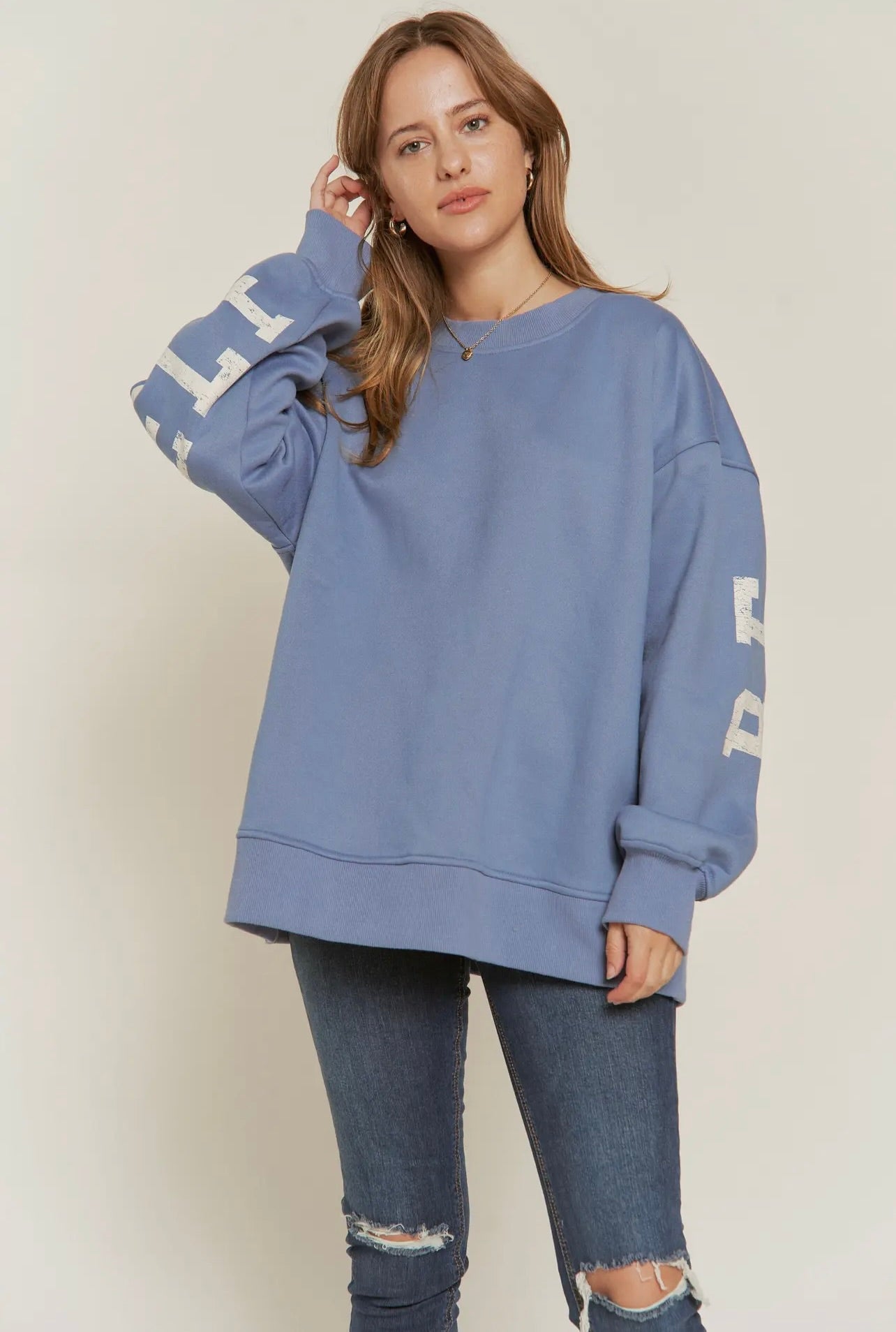 Be Yourself Oversized Sweatshirt - Light Blue | Cozy Unisex Pullover Hoodie for Casual Wear, Loungewear & Street Style