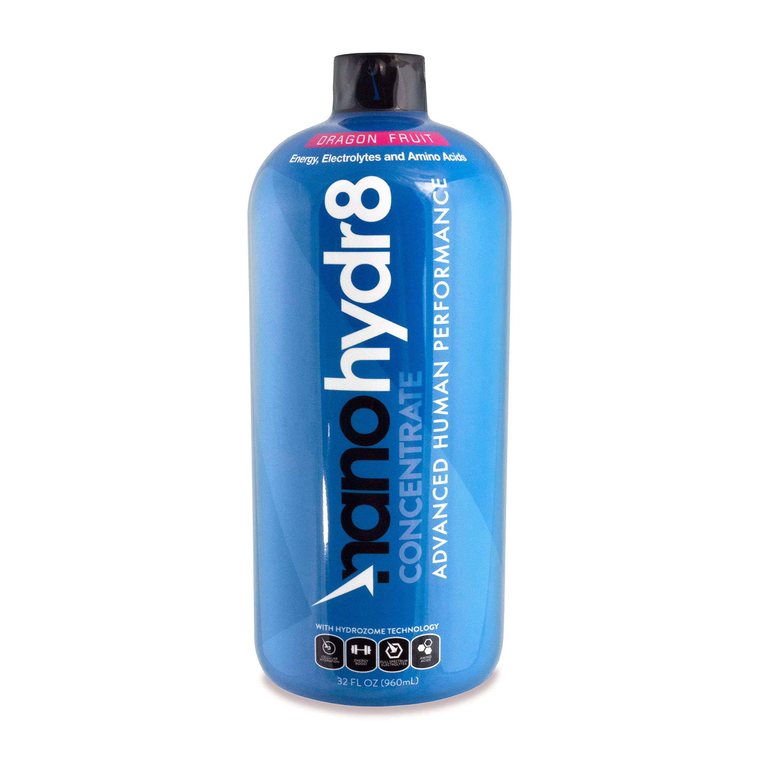 NanoHydr8 Workout Energy Drink - Fast Hydration & Electrolyte Recovery with Nanotechnology | 32oz Dragon Fruit Flavored Sports Drink Concentrate | Perfect for Gym, Running & Post-Workout Recovery