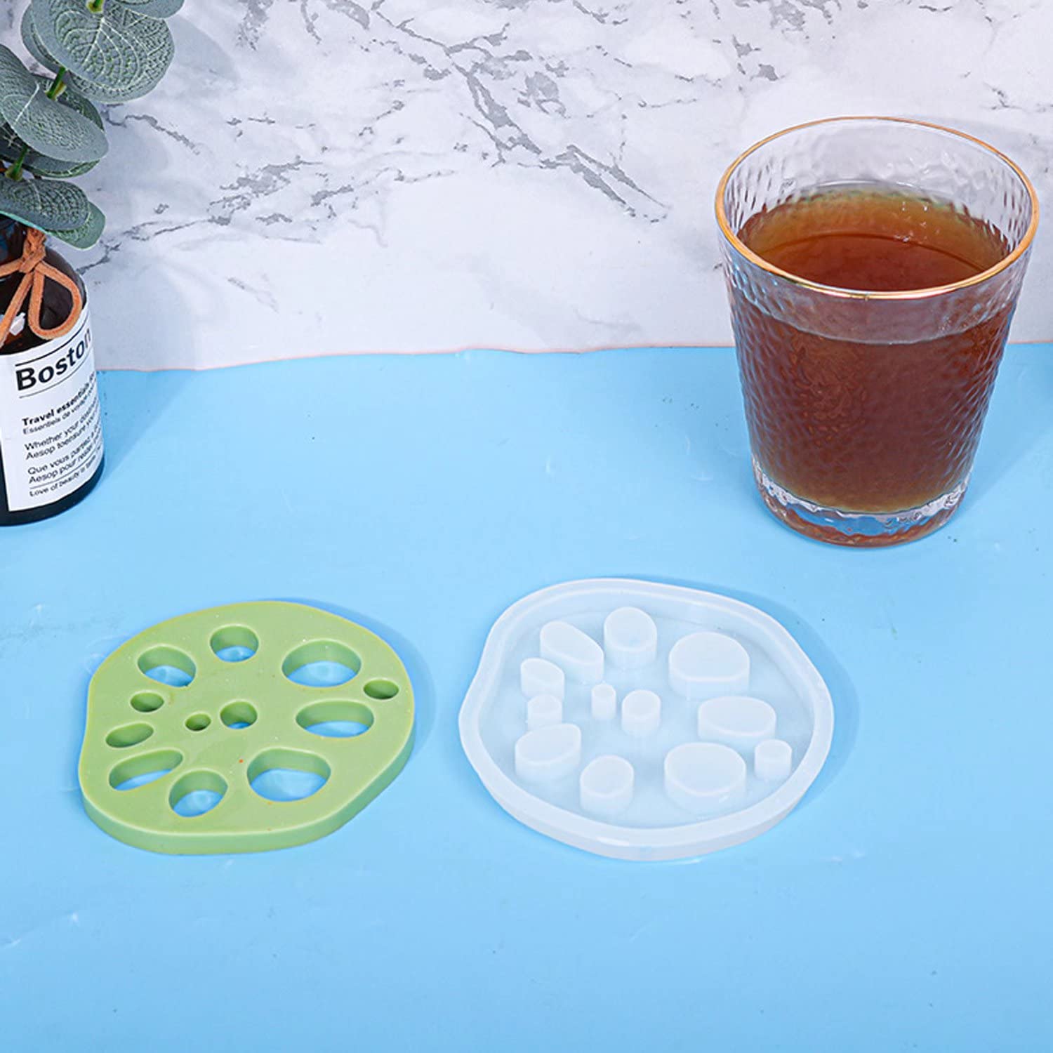 Lotus Root Coaster Silicone Mold Set - 4PCS DIY Resin Coaster Molds for Epoxy Crafts, Home Decor, and Unique Gifts