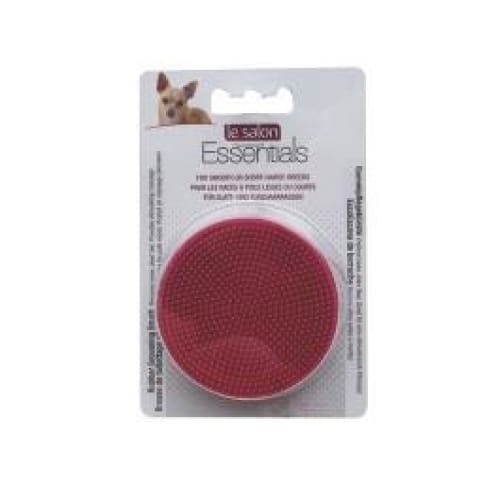 Le Salon Essentials Dog Round Rubber Grooming Brush - Gentle Massaging Brush for Dogs & Cats, 3 Inch Diameter, Red - Perfect for Shedding Control & Coat Shine at Home or Professional Grooming