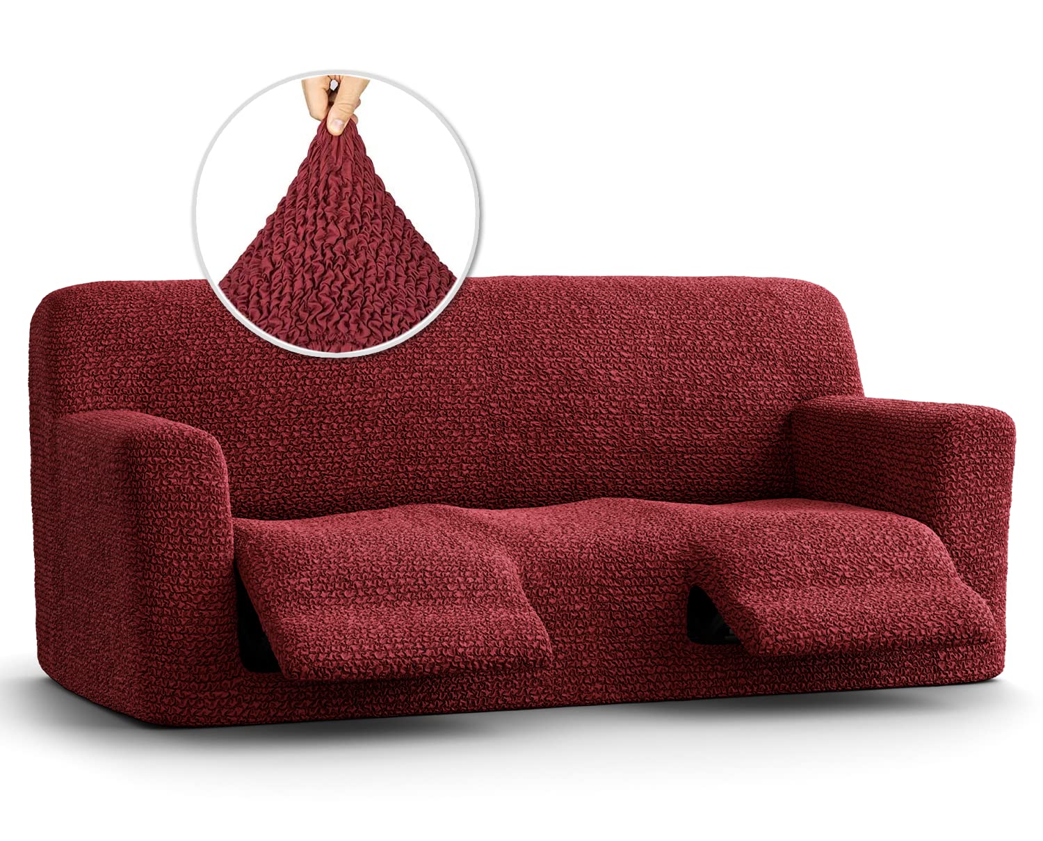 PAULATO BY GA.I.CO. Recliner Sofa Cover - Stretchable 1-Piece Slipcover for Reclining Couches - Soft Polyester Fabric Furniture Protector - Microfiber Collection in Burgundy - Perfect for Living Room, Home Theater & Office Use