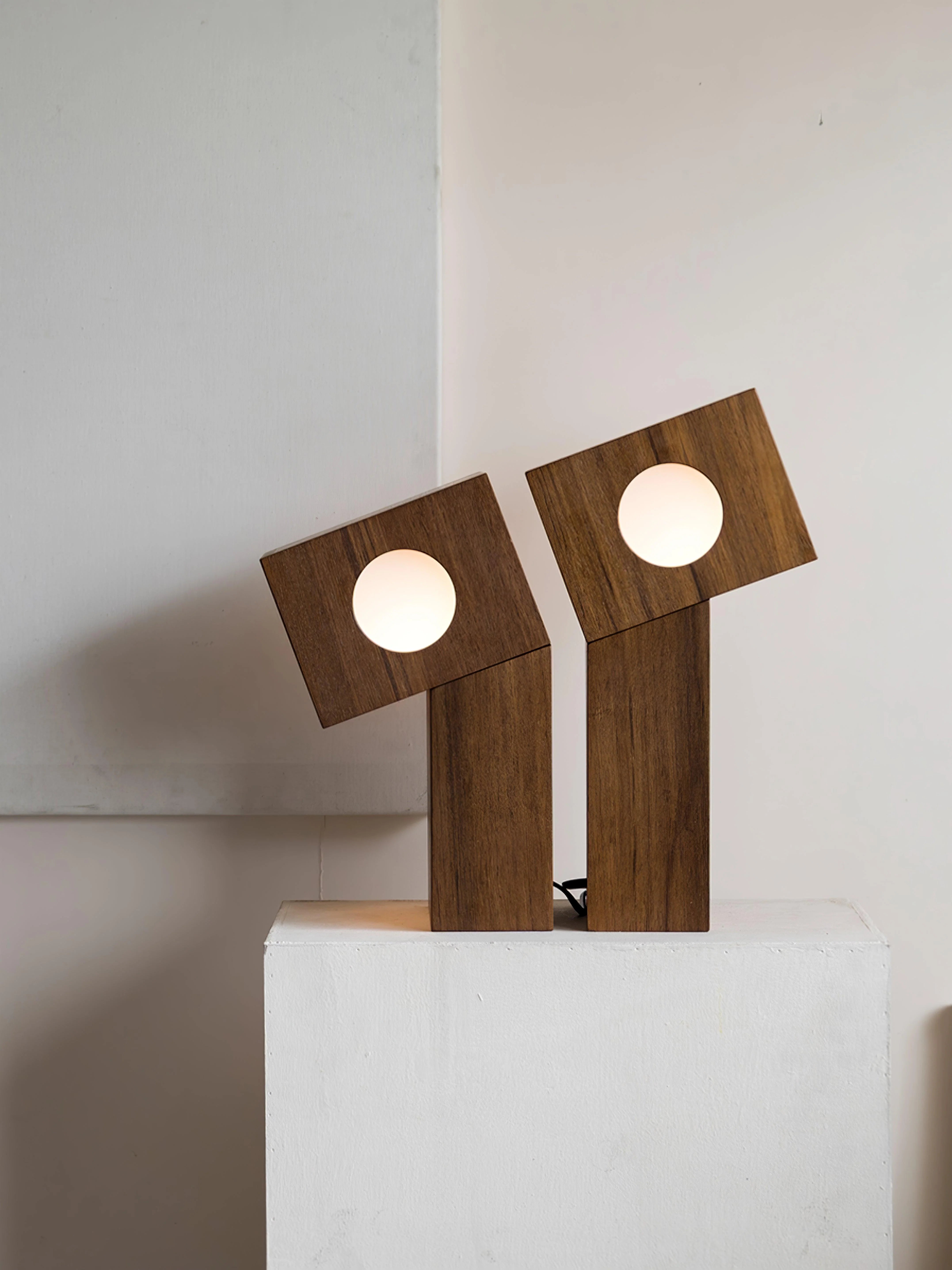 Modern Wooden Table Lamp - Handcrafted Timber Desk Light for Bedroom, Living Room & Office - Warm Ambient Lighting for Reading & Relaxation