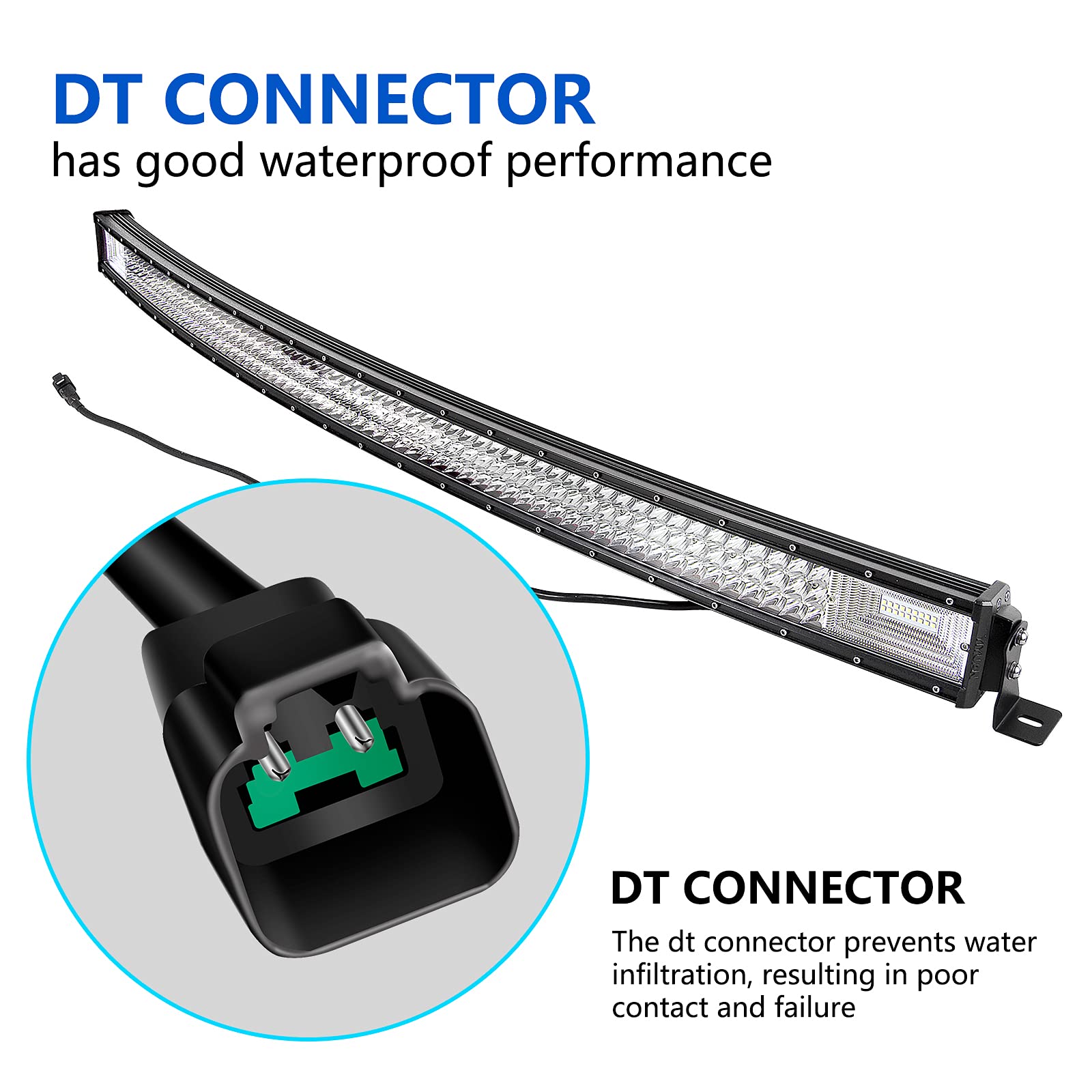 52 Inch 675W Curved LED Light Bar - Spot Flood Combo Off Road Lights with DT Connector & Wiring Harness for Pickup Trucks, ATV, UTV, SUV, Boat, 4x4 & Tractor | Perfect for Night Driving, Off-Road Adventures & Work Lighting