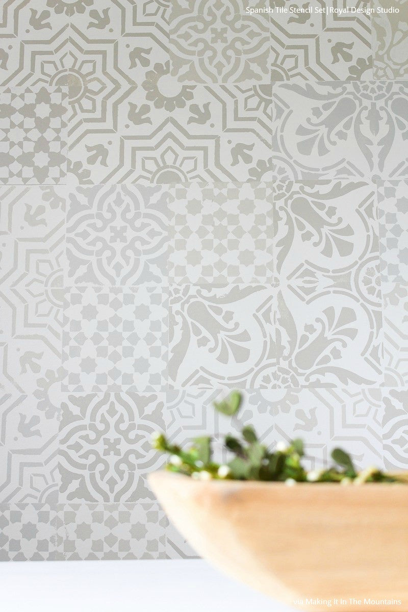 Spanish Tile Stencil Set for DIY Home Decor - Reusable Painting Templates for Walls, Floors & Furniture - Perfect for Mediterranean, Moroccan & Spanish Style Designs