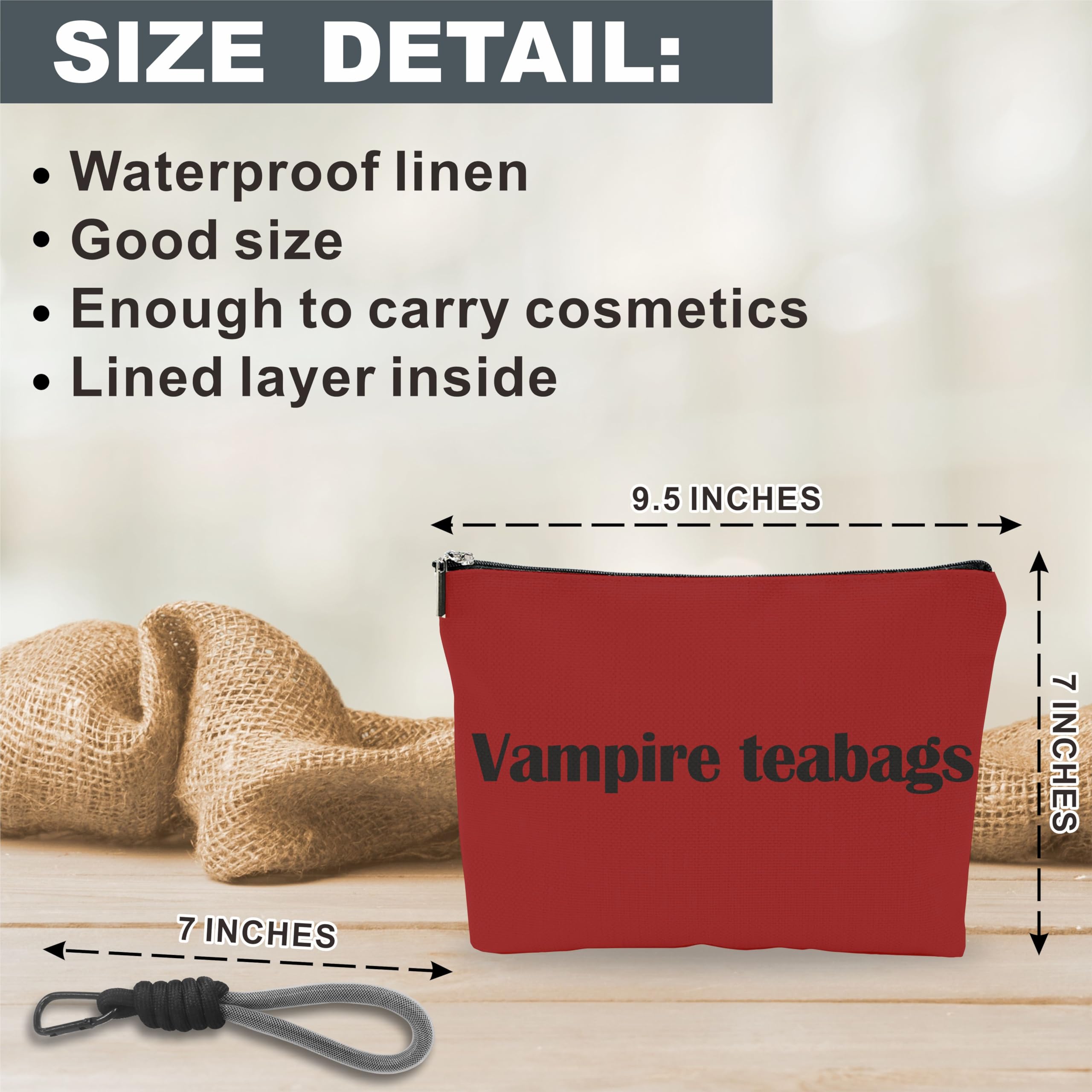 Gothic Makeup Bag for Women - Vampire Teabag Cosmetic Pouch with Zipper | Perfect for Horror & Gothic Fashion Accessories