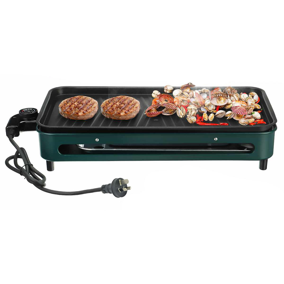 1500W Portable Smokeless Electric Grill Pan - Non-Stick Indoor/Outdoor BBQ Griddle for Home, Camping & Parties - Perfect for Grilling Steaks, Burgers, Vegetables & More
