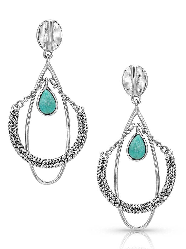 Montana Silversmiths ER4404 D Horseshoe Turquoise Earrings for Women - Western Style Jewelry for Cowgirl Fashion & Everyday Wear