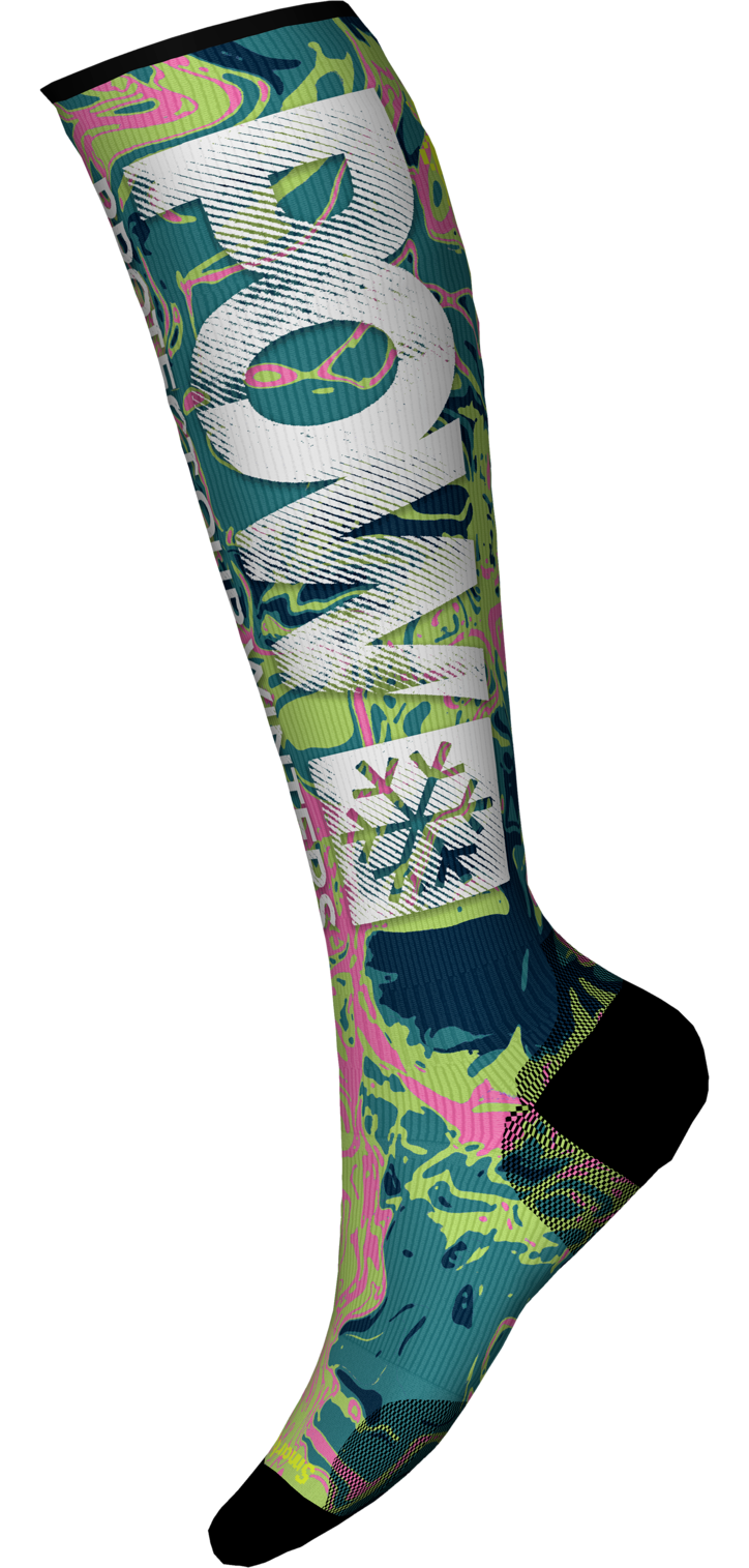 Smartwool 2024 Men's Ski Socks - Zero Cushion POW Print Over-The-Calf Performance Socks for Winter Sports & Snowboarding