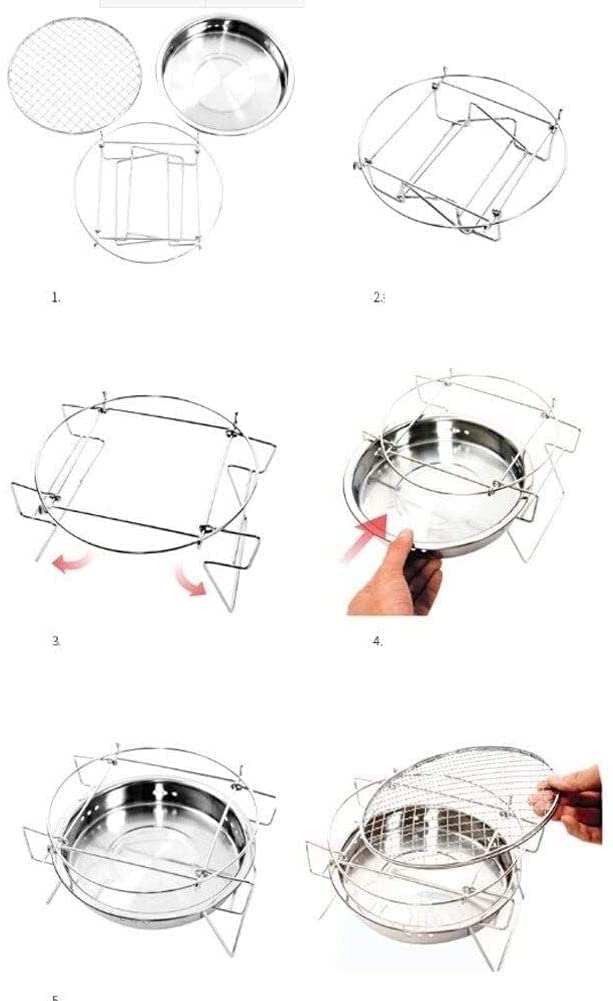 Habrur Portable Stainless Steel Charcoal BBQ Grill - 30x18.3cm Round Outdoor Cooking Stove for Backyard, Camping & Picnic | Perfect for Grilling Burgers, Steaks & Vegetables