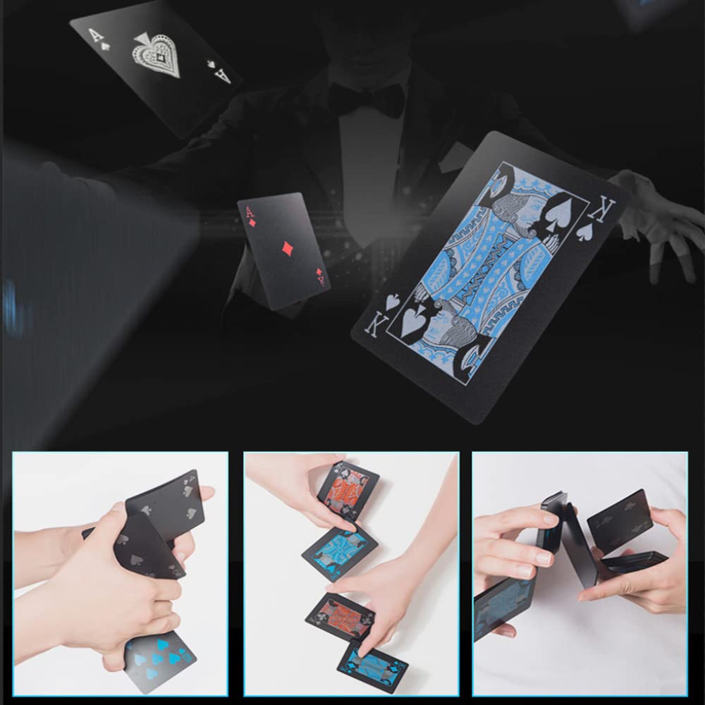2 Pack Waterproof Plastic PVC Poker Cards - Flexible Classic Trick Playing Cards for Casino, Poker Nights, and Magic Shows