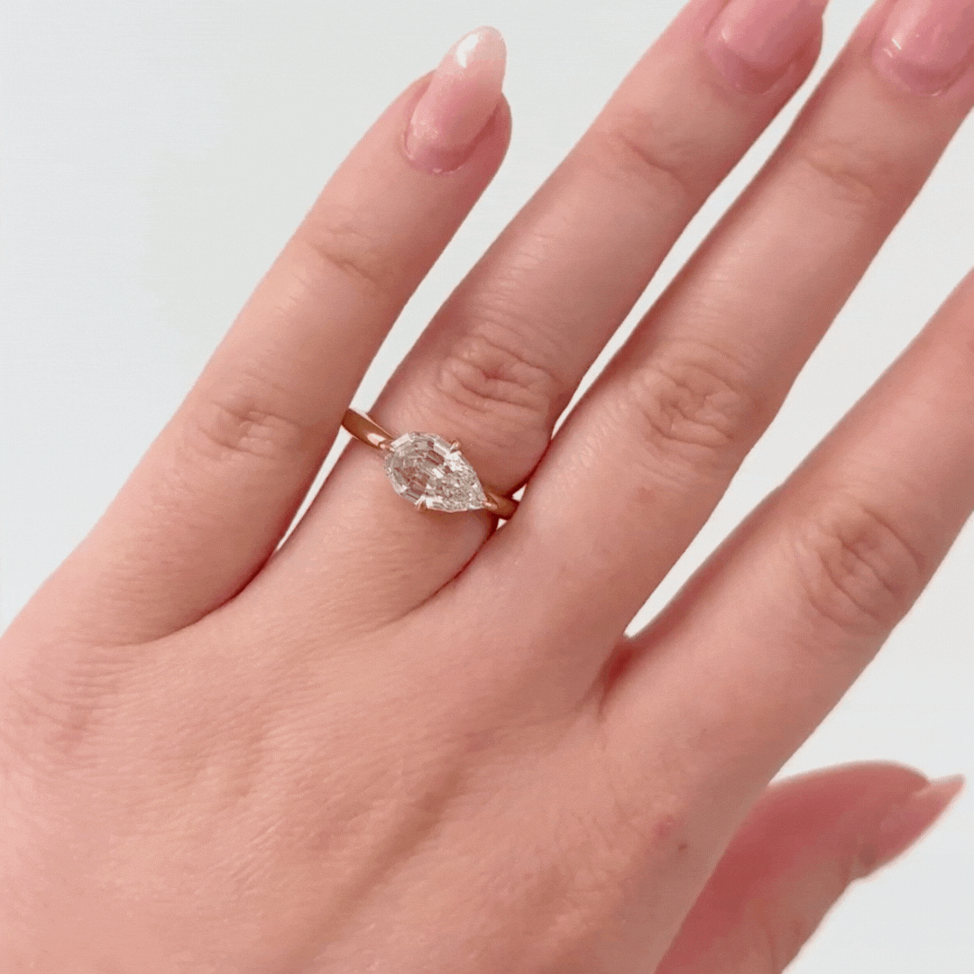 Exquisite East West Step Cut Pear Ring – Elegant Diamond Engagement & Wedding Band for Women – Perfect for Proposals, Anniversaries, and Special Occasions