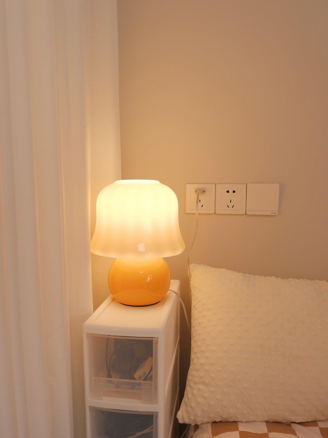 Elegant Creamy Mushroom Table Lamp - Soft Glow Nightstand Light for Bedroom, Living Room, or Nursery - Perfect for Cozy Reading & Relaxing Ambience