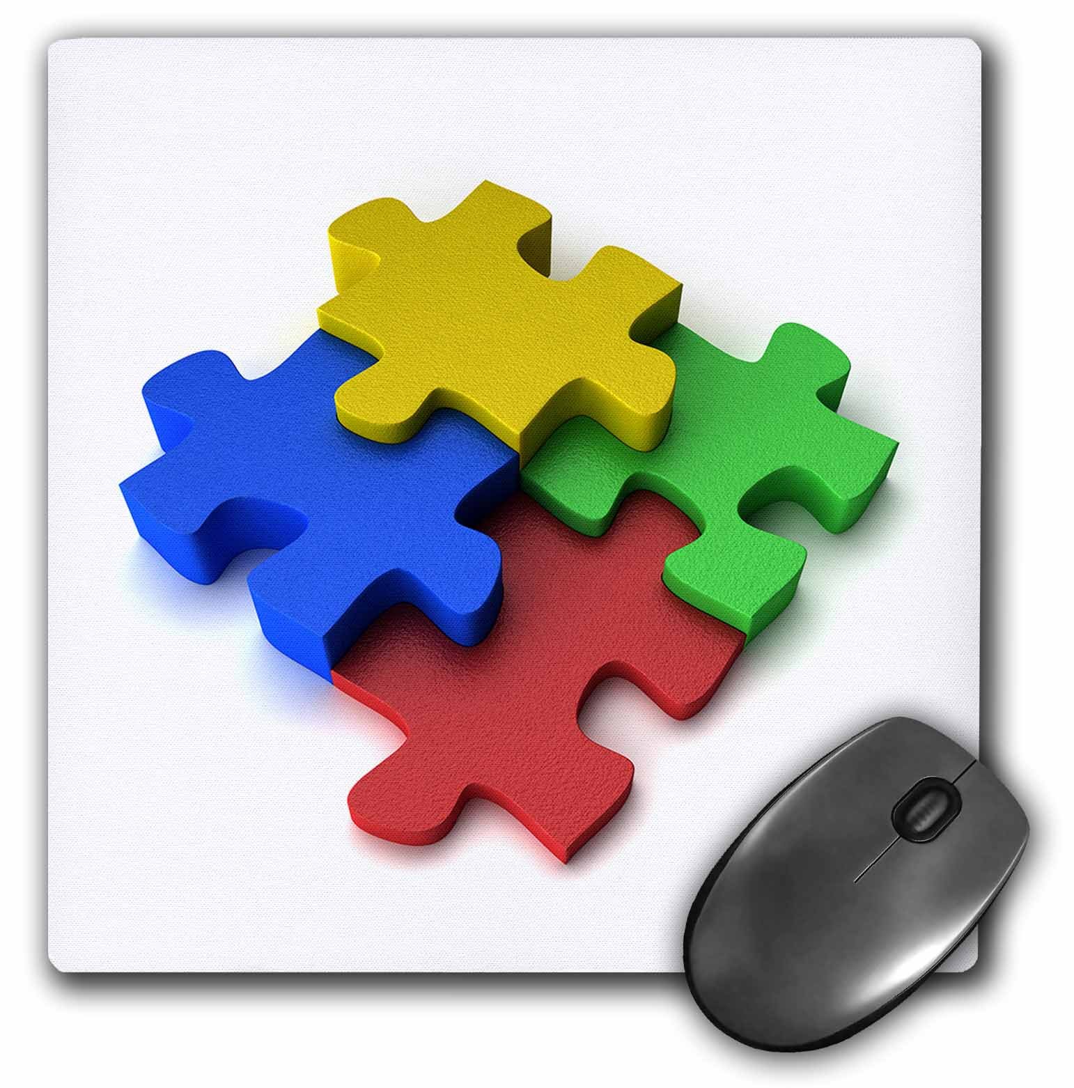 Colorful Puzzle Design Autism Awareness Mouse Pad - Non-Slip Gaming & Office Desk Mat for Computer, Laptop, Workstation (3D Rose Pattern) - Perfect for Gamers, Programmers & Autism Support