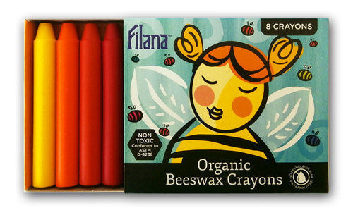 Filana 8 Stick Organic Crayons Set - Non-Toxic Rainbow Colors for Kids Art Drawing, School Projects & Creative Coloring Activities