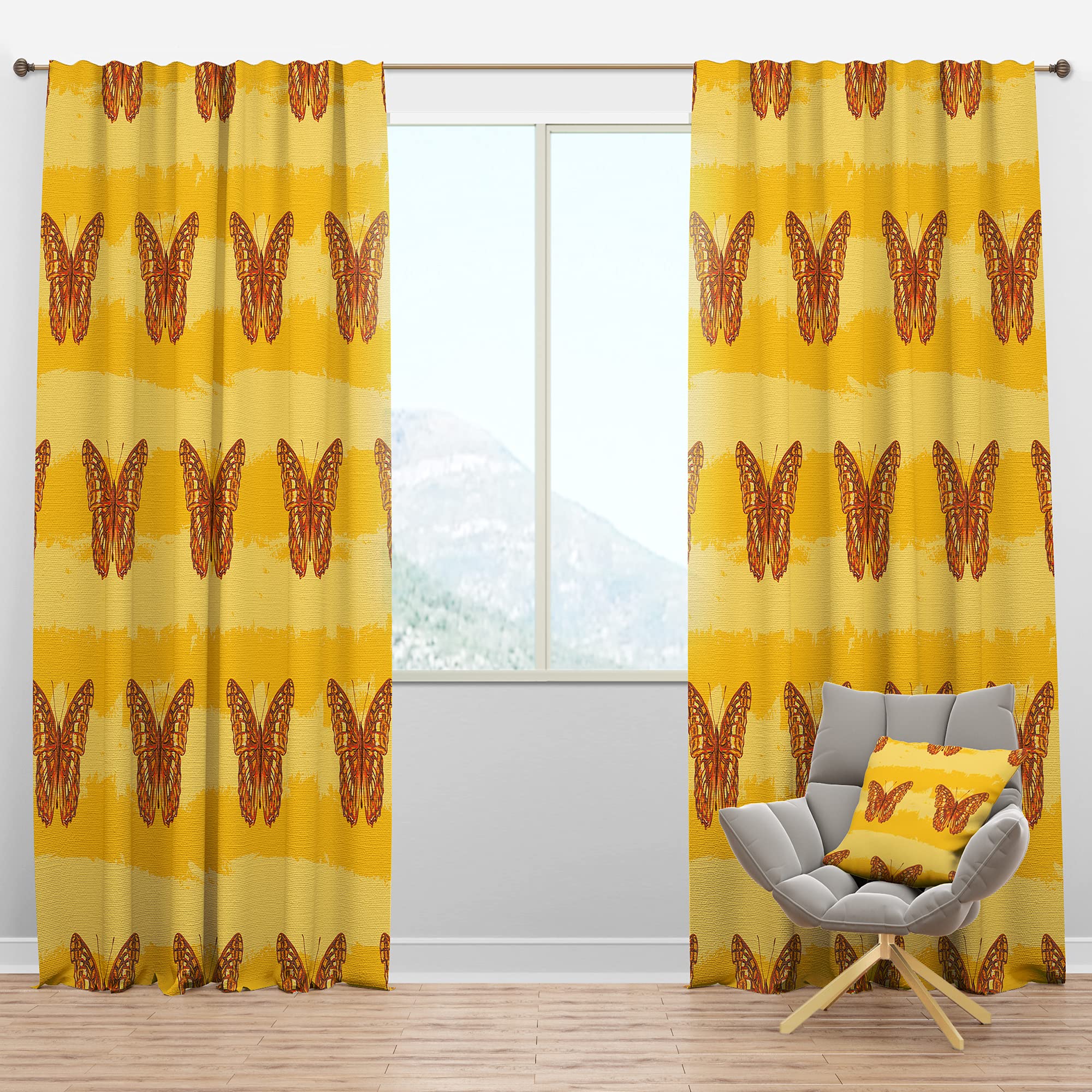 DesignQ Blackout Curtains 'Butterfly Pattern' Thermal Insulated Room Darkening Drapes - 52x95 Inch Single Panel for Bedroom & Living Room - Perfect for Light Sleepers, Home Theater & Temperature Control