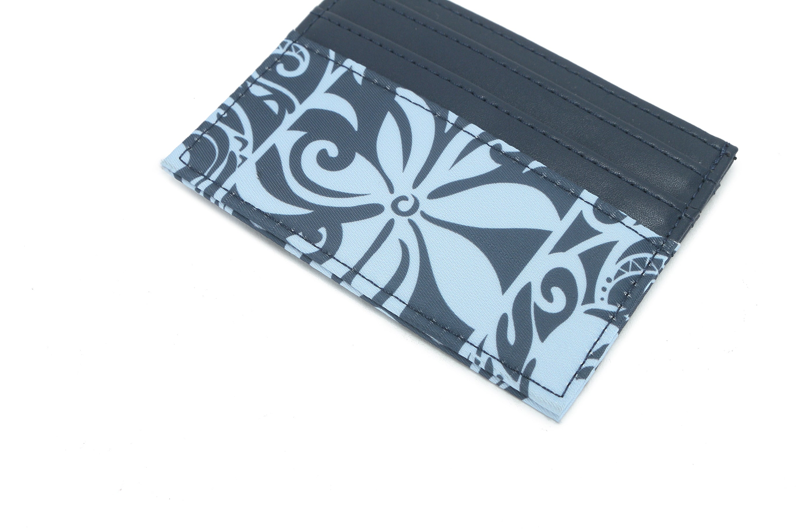 Meilany Keʻolu Tapa Tiare Teal Card Holder - Slim RFID Blocking Wallet for Credit Cards & ID - Perfect for Travel, Work, and Everyday Use