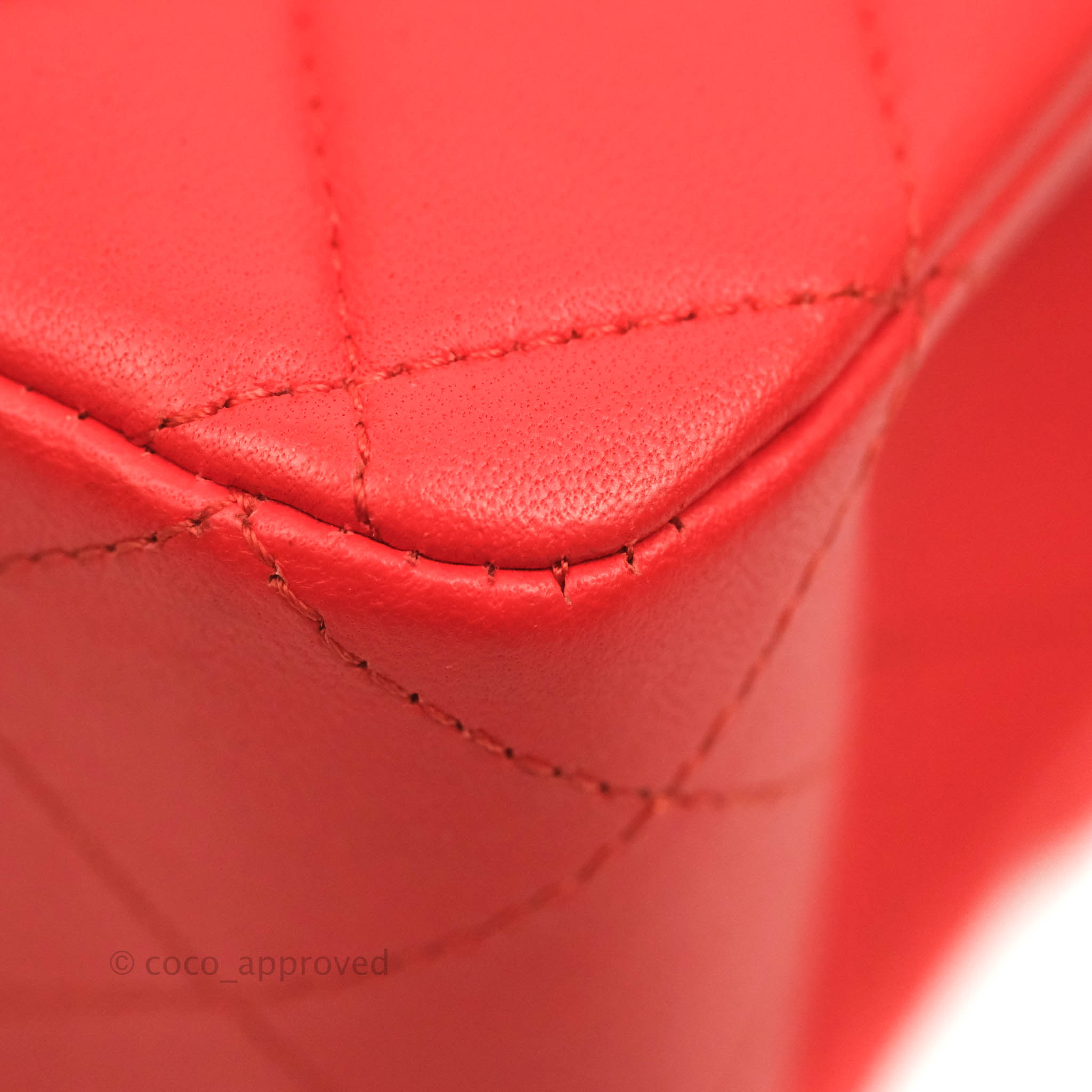 Chanel Classic Medium Double Flap Bag - Poppy Red Lambskin Leather with Silver Hardware | Luxury Designer Handbag for Women, Perfect for Date Night & Special Occasions
