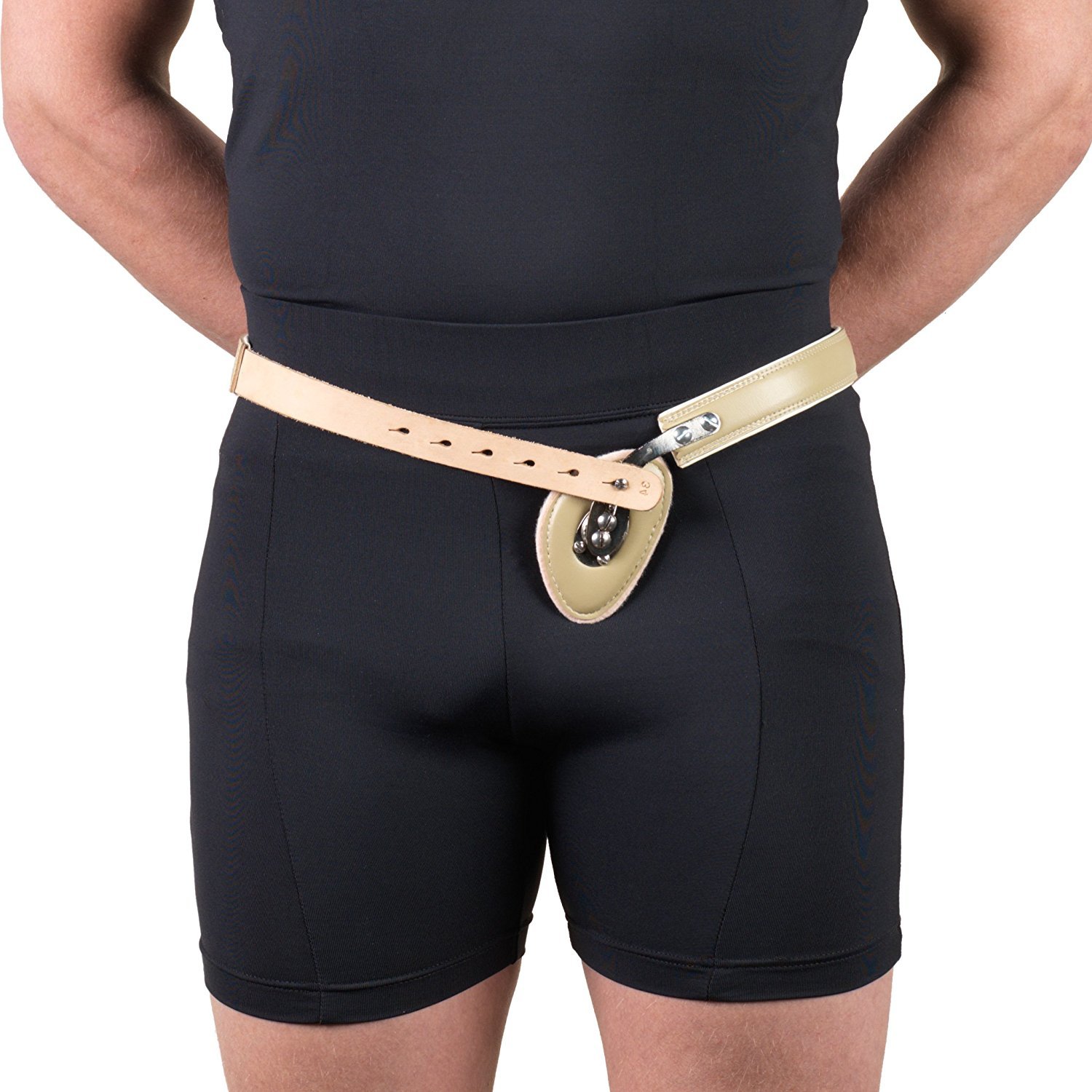 Single Spring Hernia Truss with Inguinal Pad Compression - Adjustable 40 Inch Hip Support (Right) - Plated Steel Shank for Comfort & Durability - Ideal for Active Lifestyles & Post-Surgery Recovery