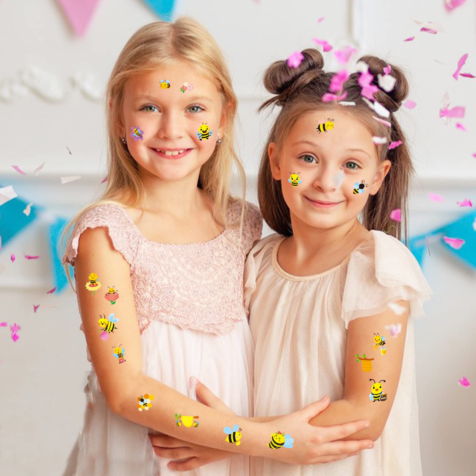 505 Cute Bumble Bee Temporary Tattoo Stickers - Waterproof Fake Tattoos for Kids Birthday Parties, Summer Festivals & Fairy Themed Events - Bulk Party Favors, Goodie Bag Fillers & DIY Craft Supplies