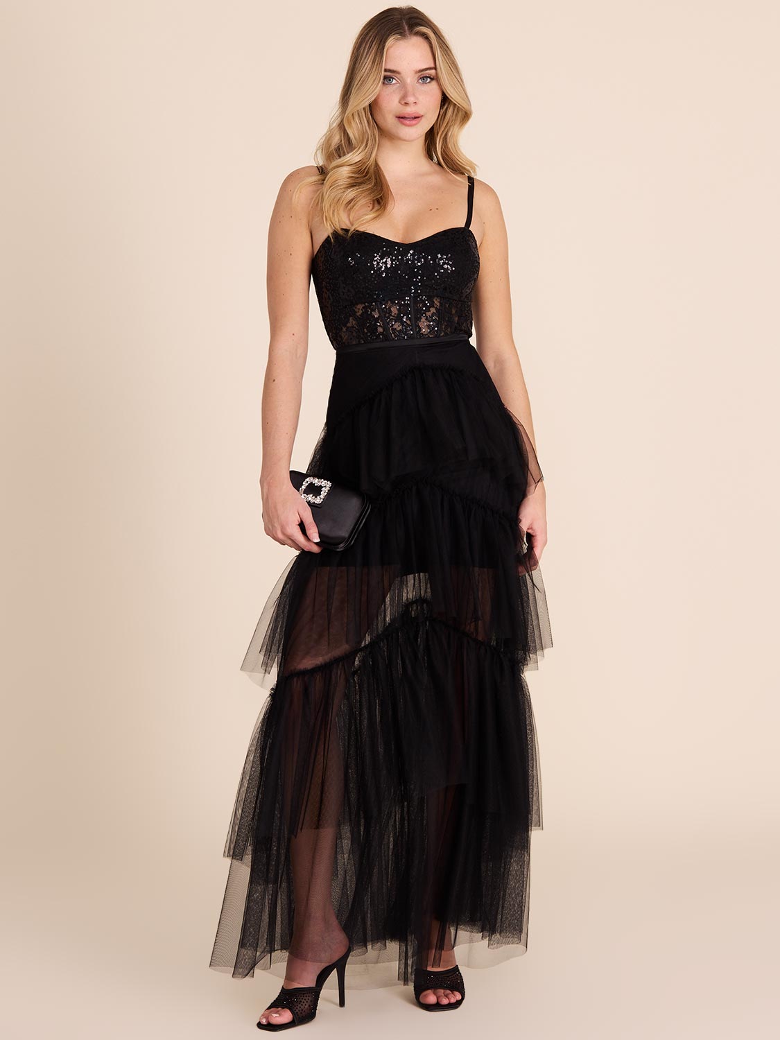 Sparkly Sequin & Tulle Ball Gown for Women - Elegant Prom Dress, Quinceañera Gown, Wedding Guest Dress - Perfect for Formal Events, Parties & Special Occasions