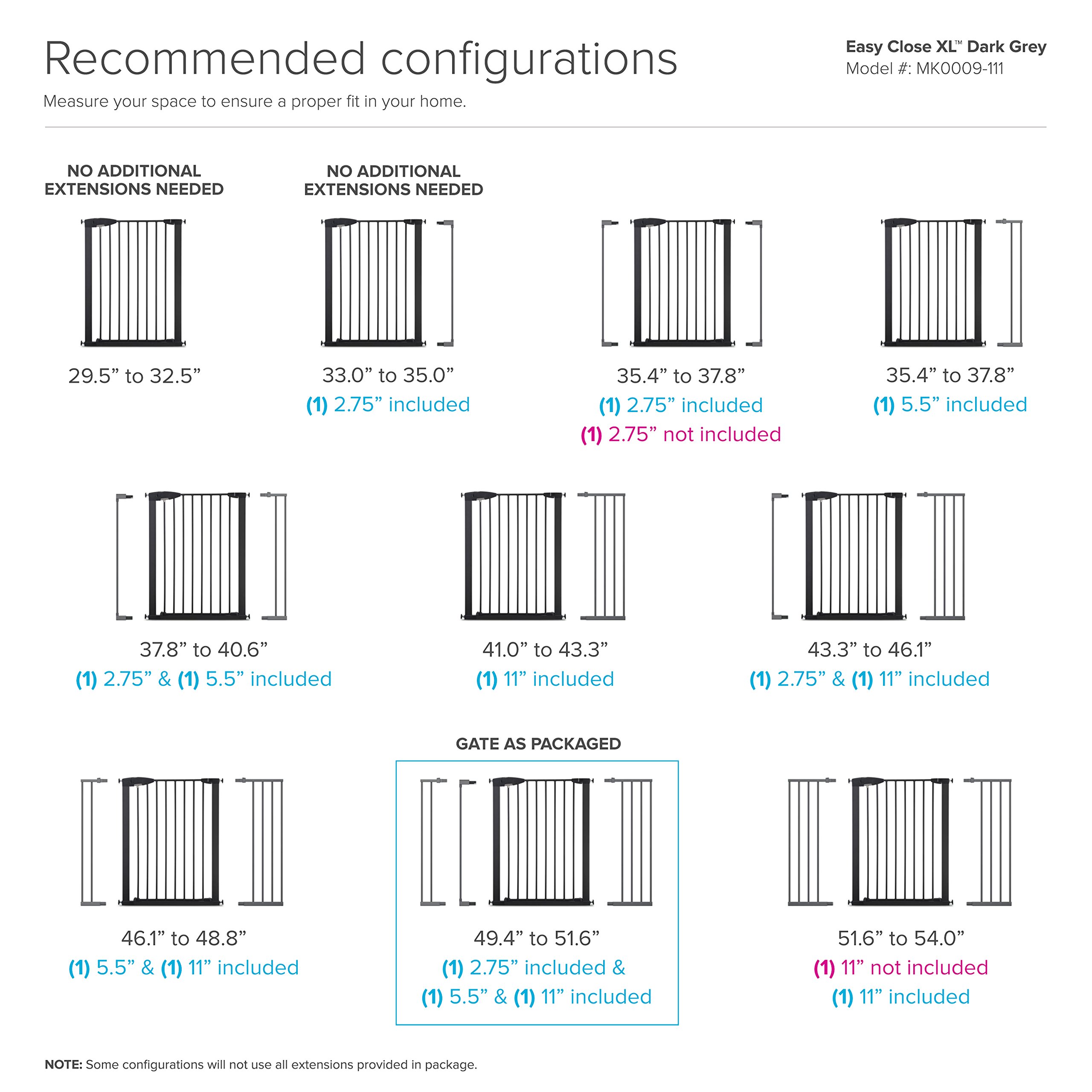 Munchkin Easy Close XL Metal Baby Gate - Adjustable 29.5