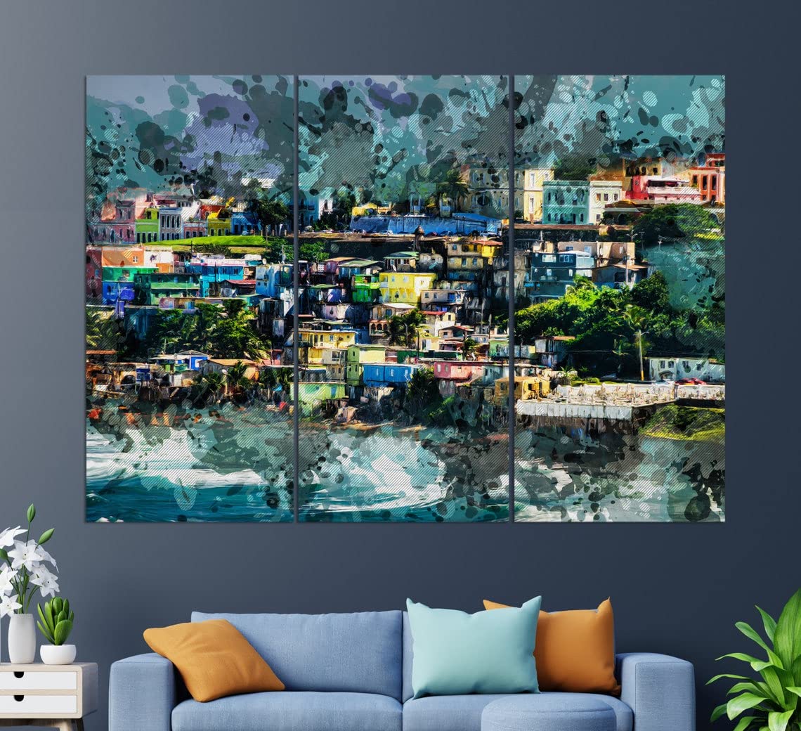 Puerto Rico Wall Art - San Juan Canvas Print & Painting - Tropical Home Decor for Living Room, Bedroom, or Office