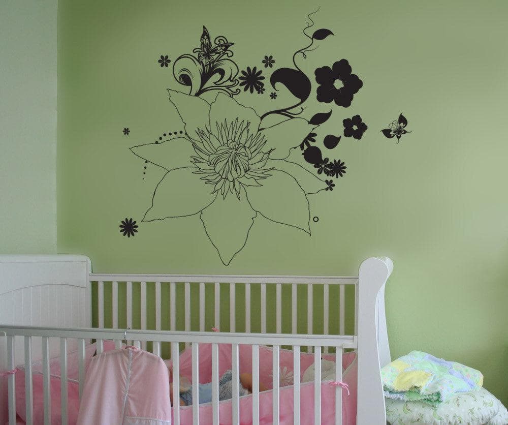 Floral Nature Vinyl Wall Decal Sticker #1263 - Removable Home Decor for Living Room, Bedroom, Nursery & Office