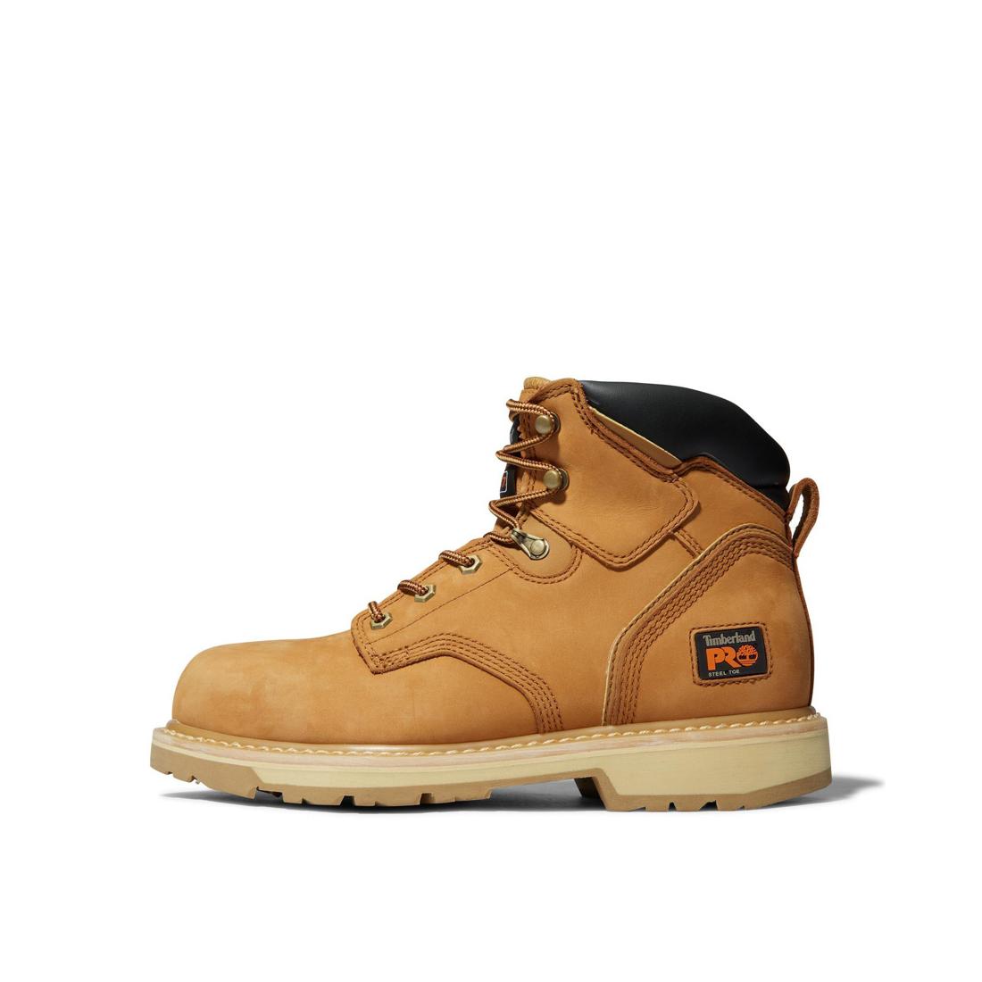 Pit Boss 6 Inch Steel Toe Work Boots for Men - Wheat Brown Safety Shoes - Durable Construction Work Boots for Outdoor, Construction & Heavy Duty Jobs