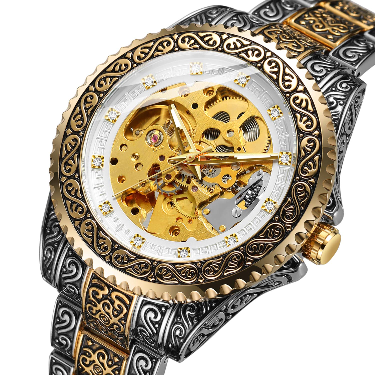 FORSINING Men's Automatic Skeleton Watch - Waterproof Self-Winding Mechanical Wristwatch with Engraved Design | Perfect for Business, Formal Events & Everyday Wear